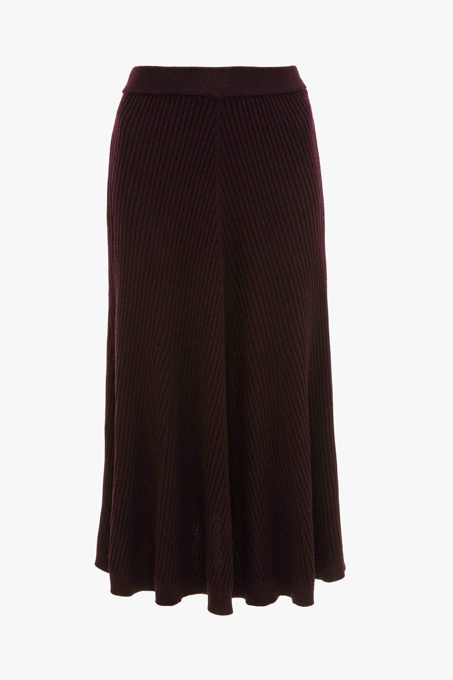 Ribbed Knit Midi Skirt In Merlot