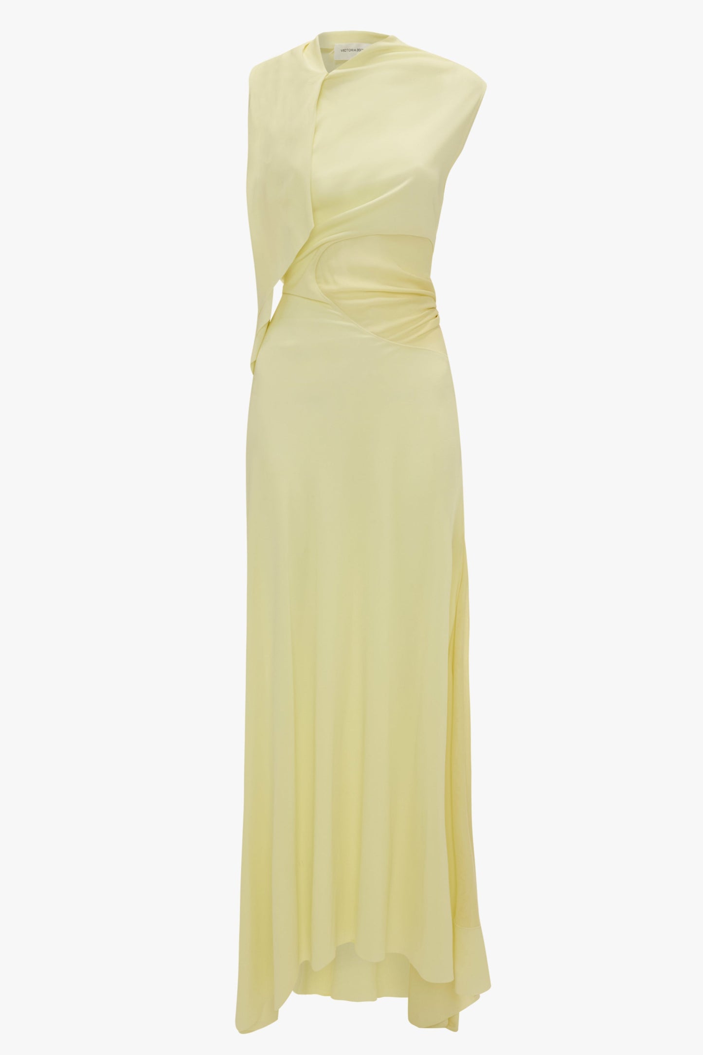 Sleeveless Draped Panel Dress In Frosted Yellow