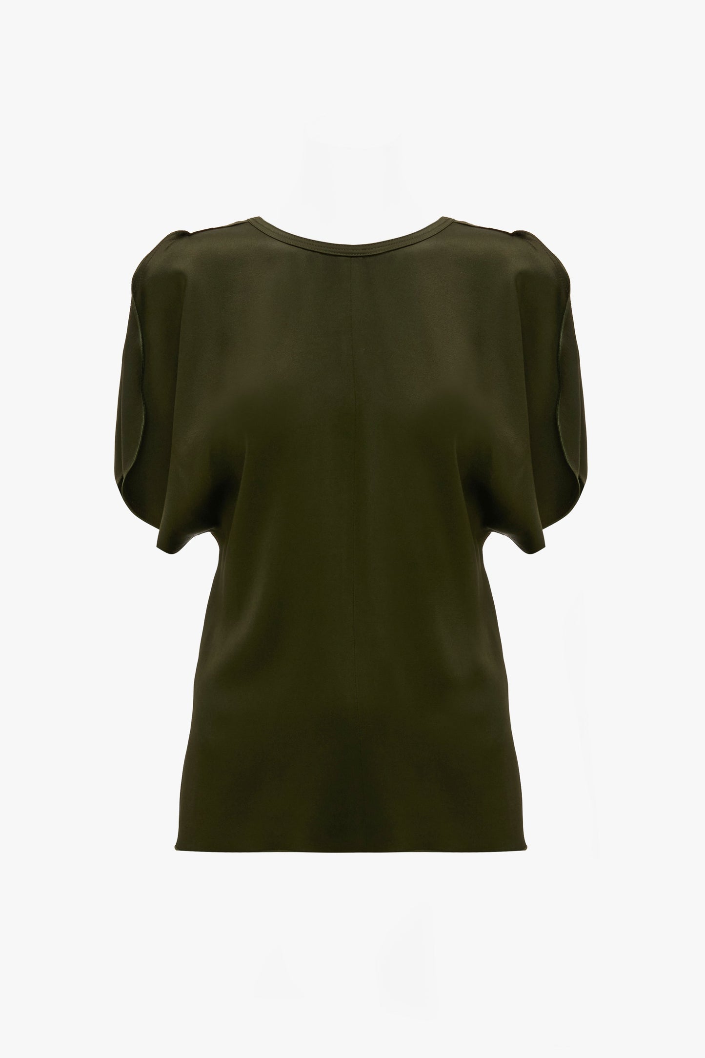 Draped Sleeve Top In Dark Olive