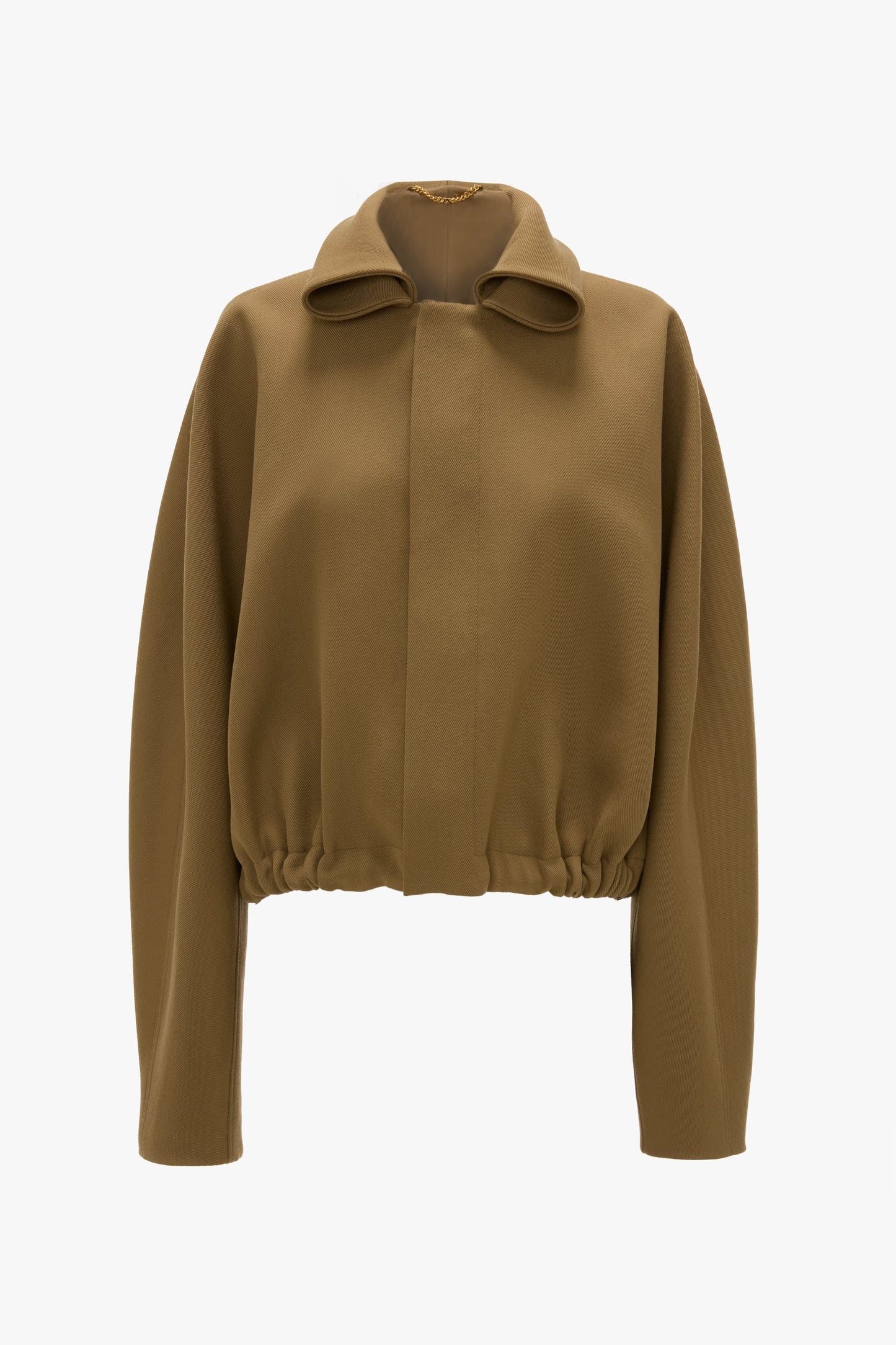 Oversized Roll Neck Bomber Jacket In Dark Camel