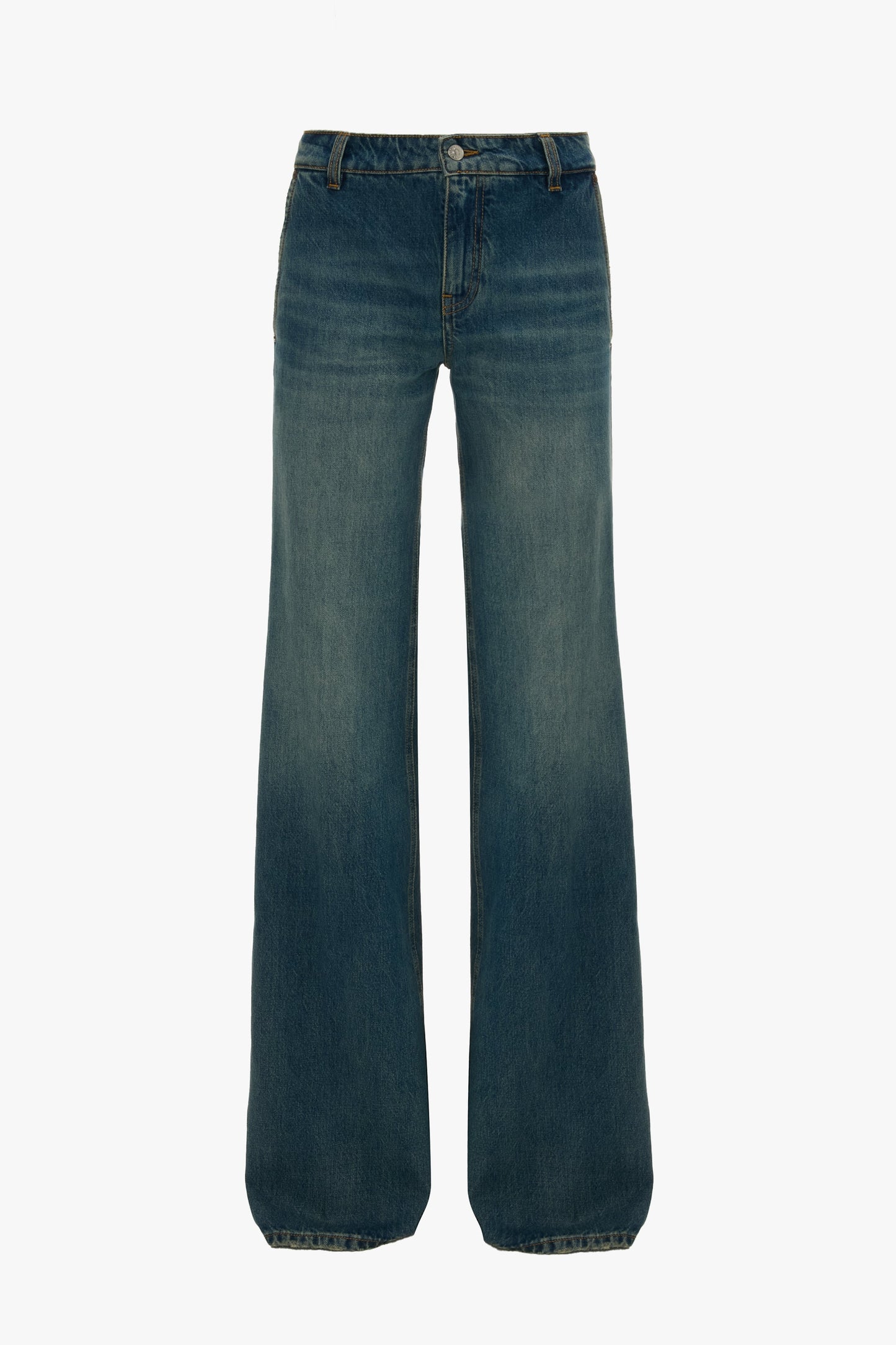 Gigi Low Waist Straight Leg Jean In Mid Blue