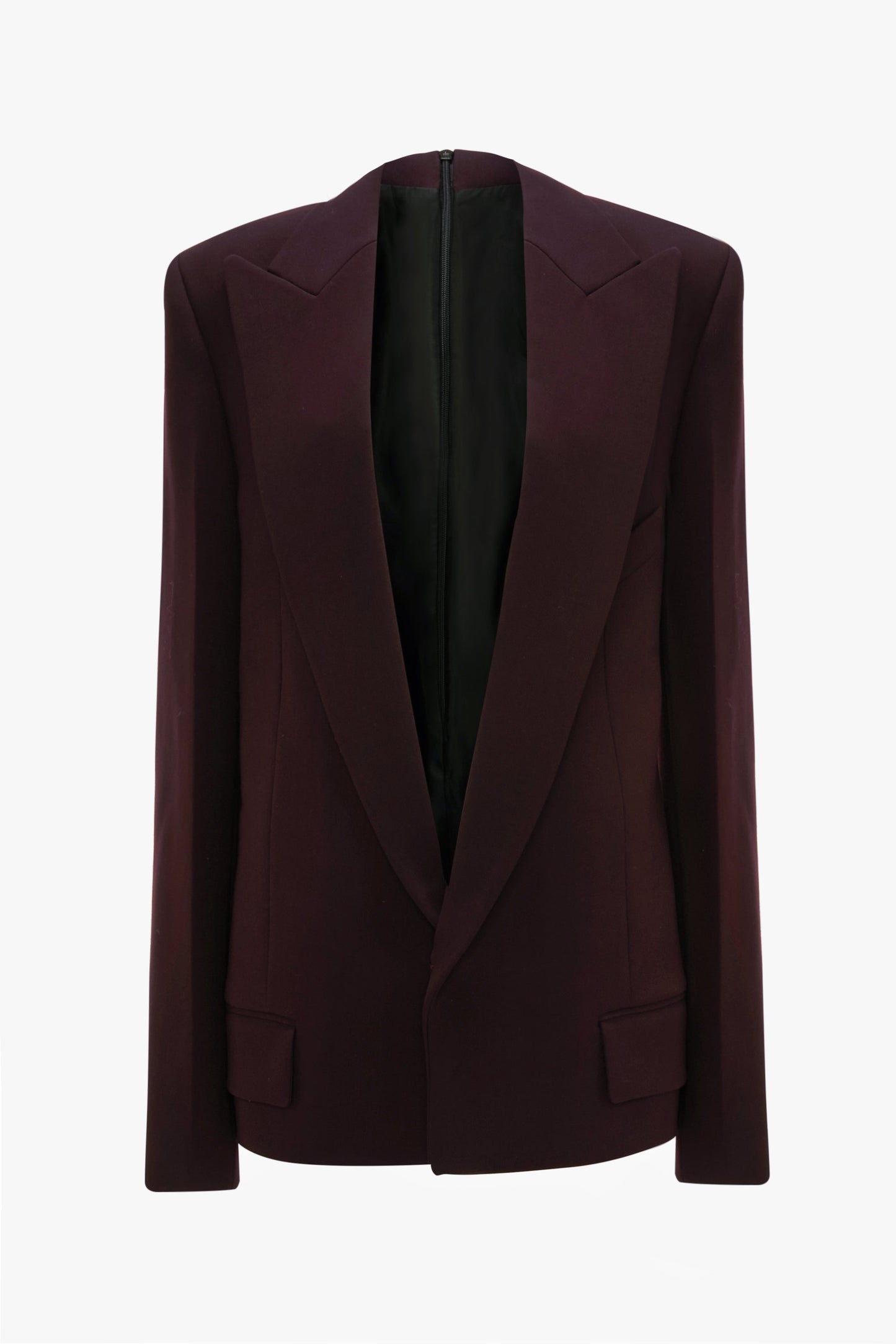 Dropped Lapel Jacket In Deep Mahogany