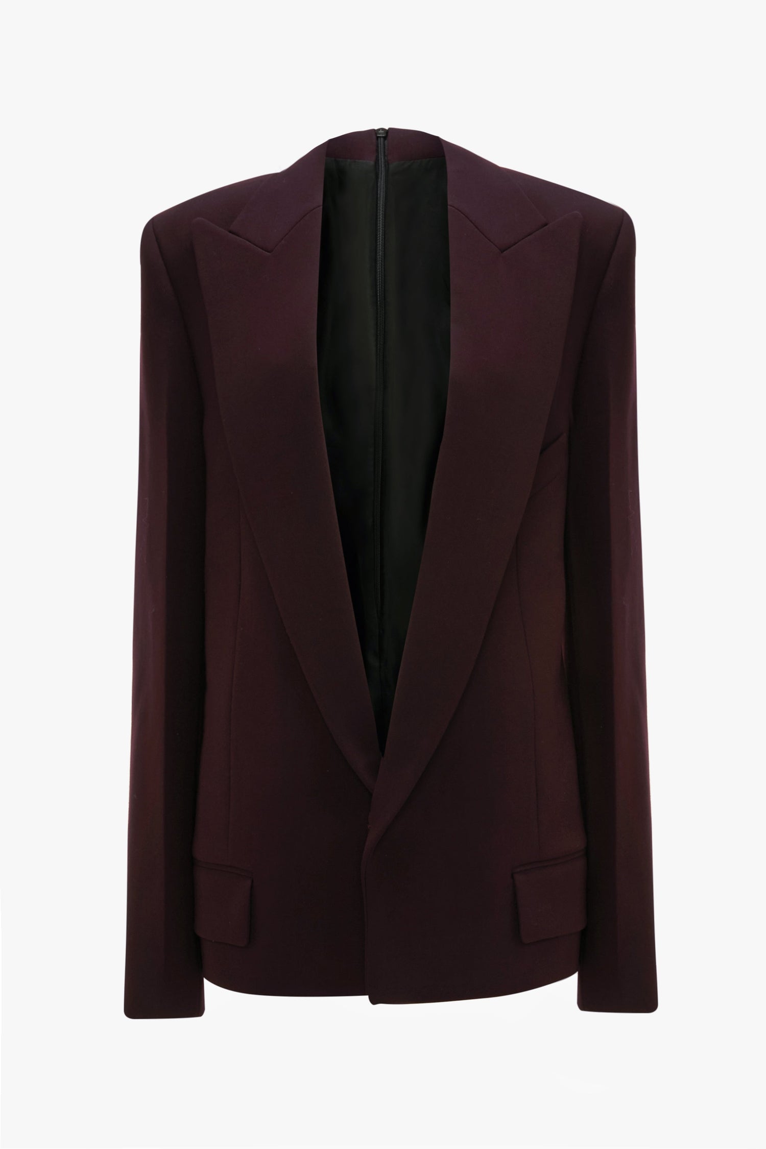 Dropped Lapel Jacket In Deep Mahogany
