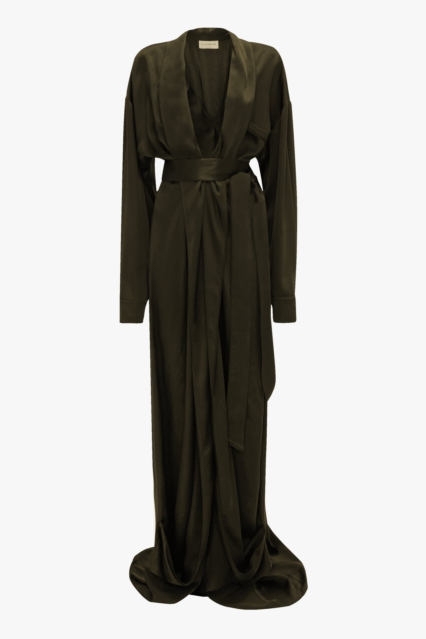 Wrap Detail Gown In Dark Olive