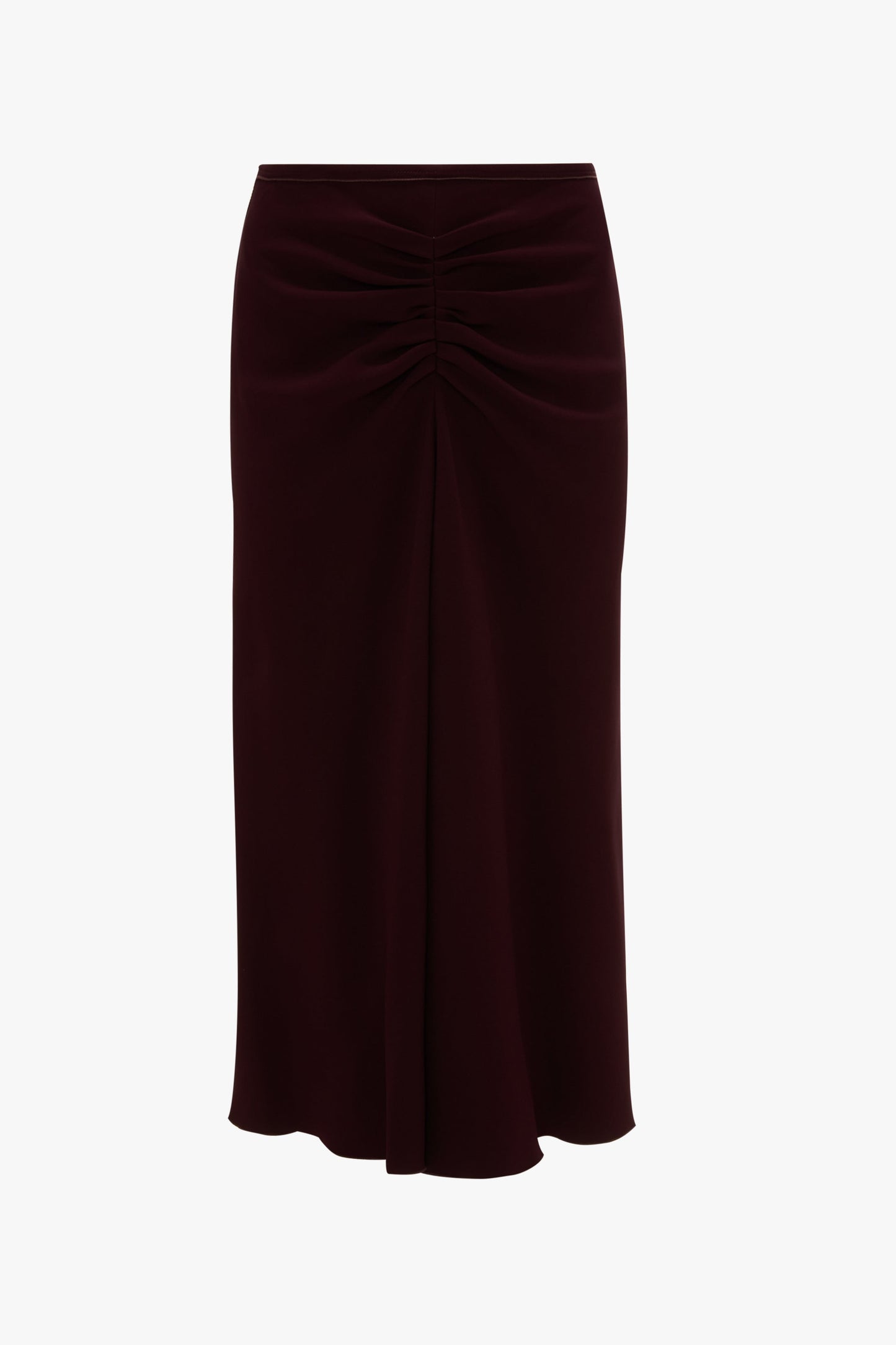 Gathered Waist Midi Skirt In Merlot