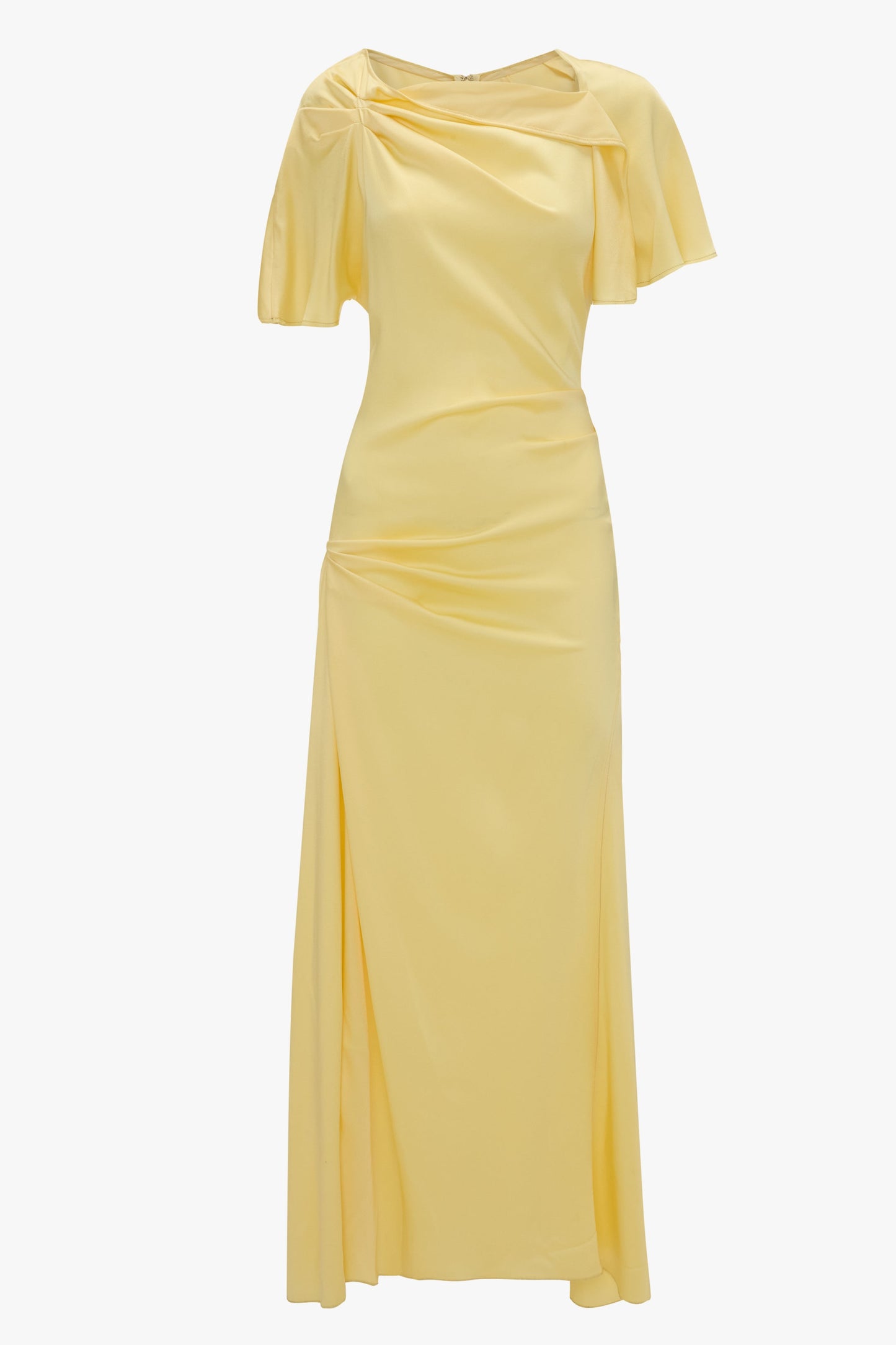 Draped Cap Sleeve Dress In Daffodil Yellow