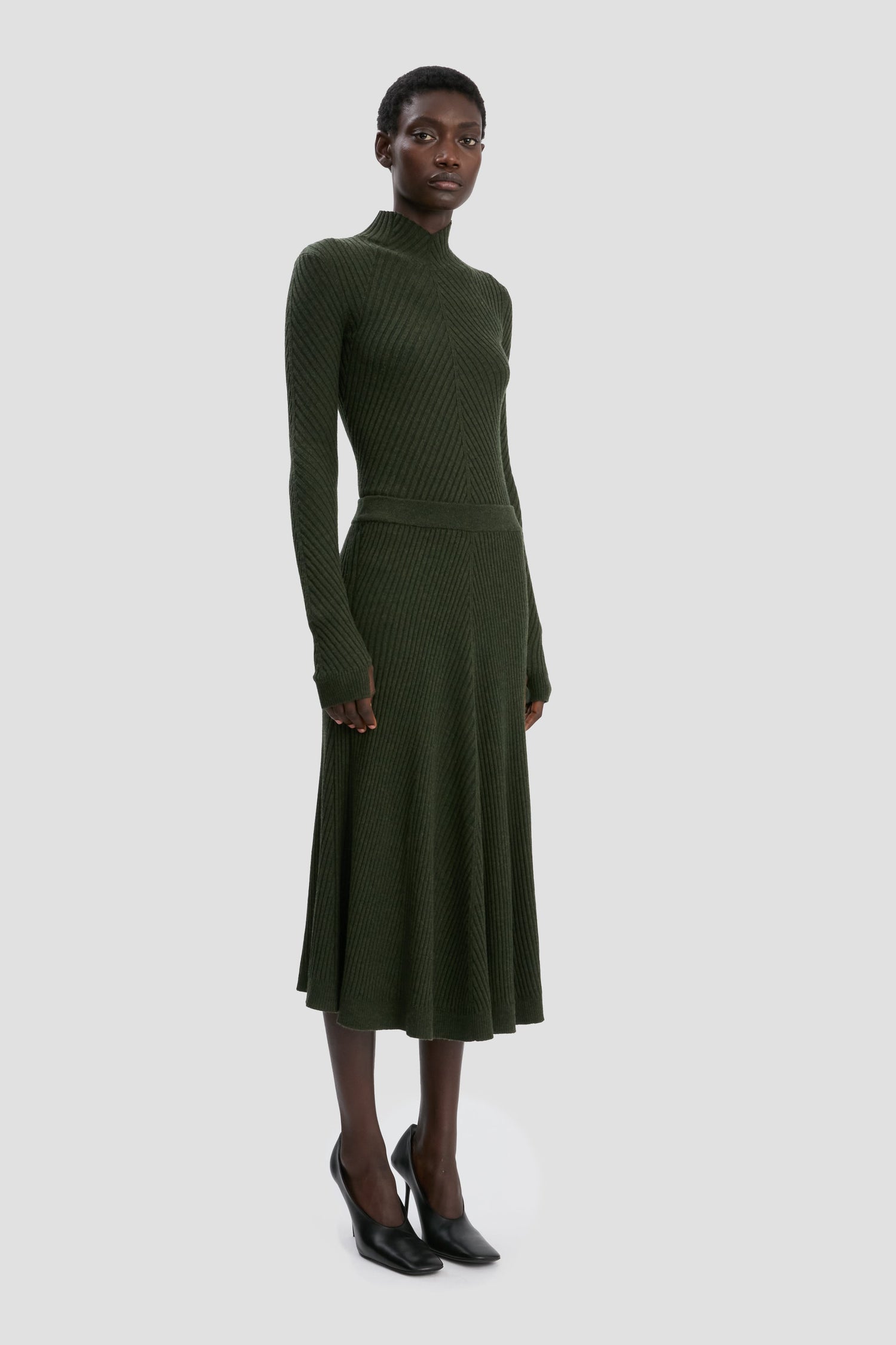 Ribbed Long Sleeve Knit Polo In Oregano