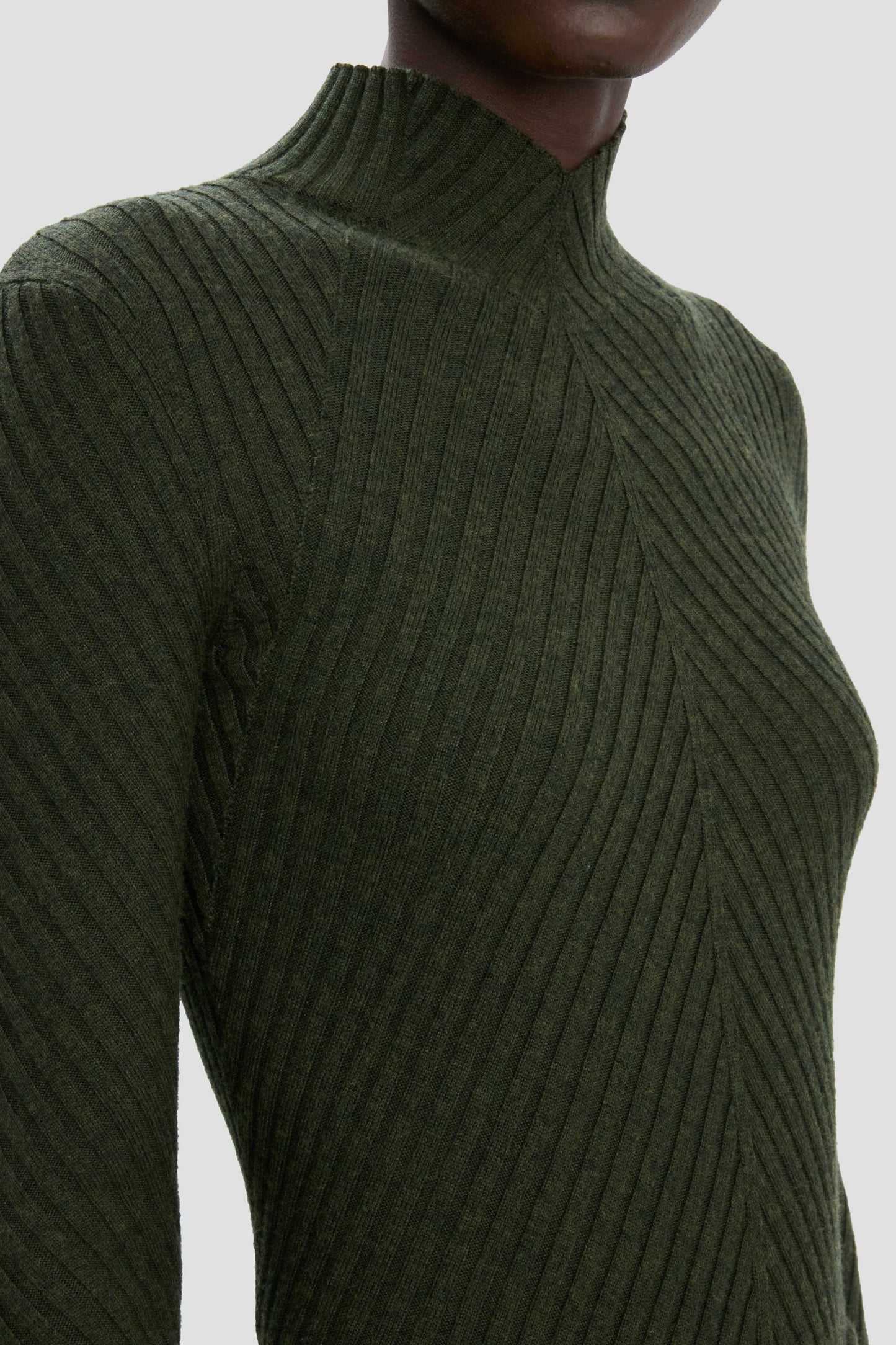 Ribbed Long Sleeve Knit Polo In Oregano
