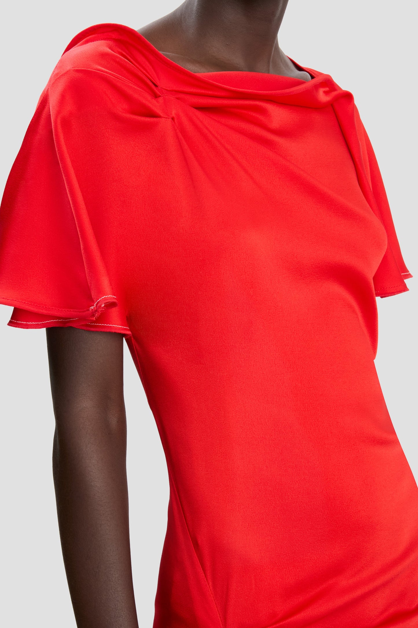 Draped Cap Sleeve Dress In Cayenne