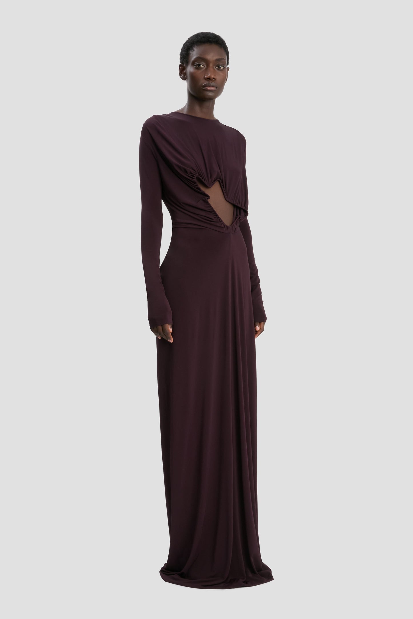 Cut-Out Wire Gown In Merlot