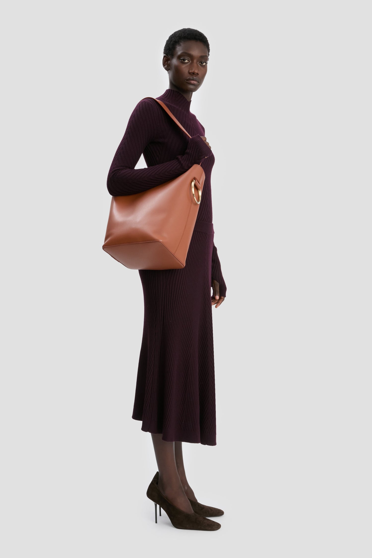 Sac Seau Dia En Cuir Lisse Fauve