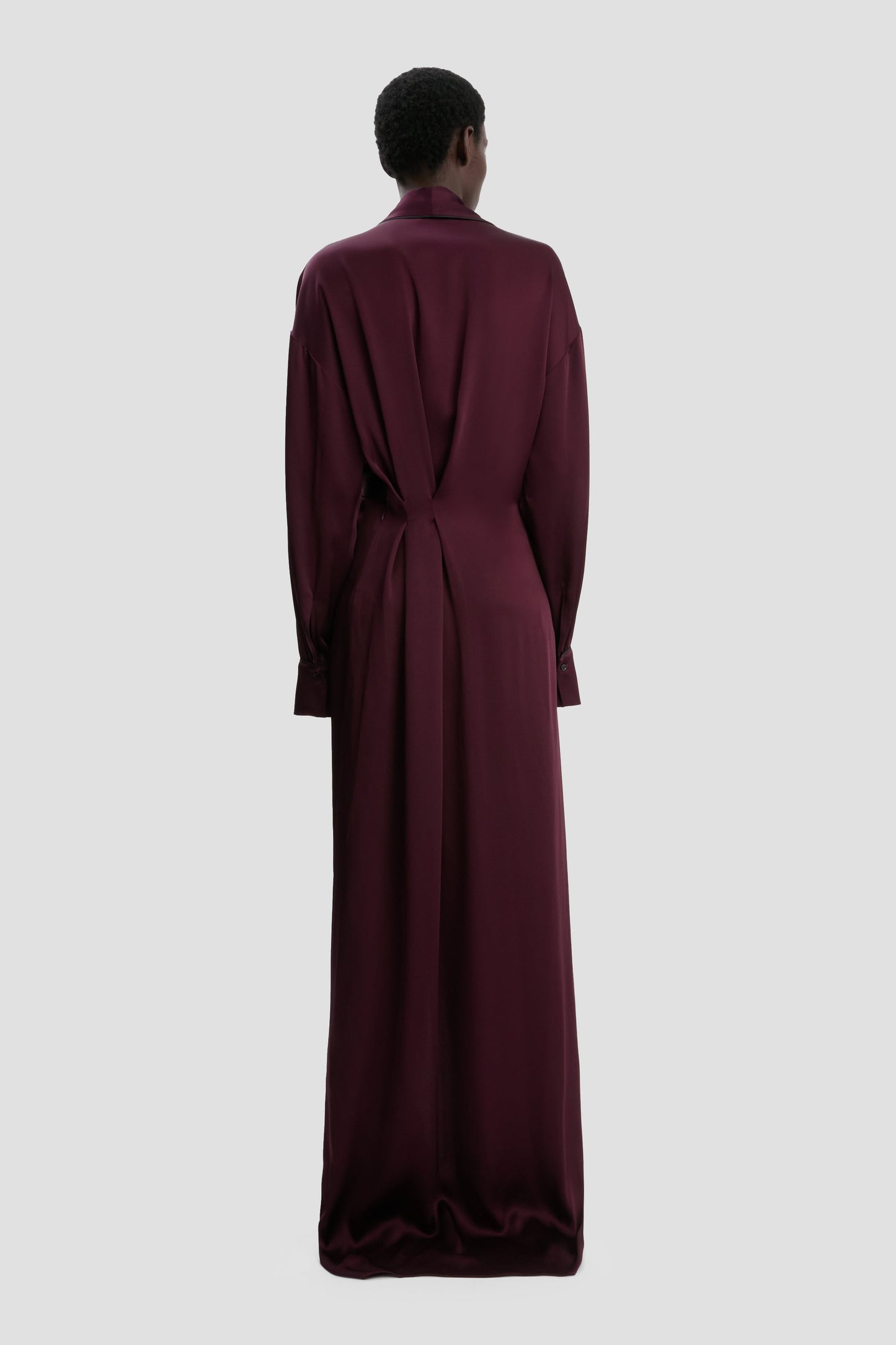 Wrap Detail Gown In Merlot