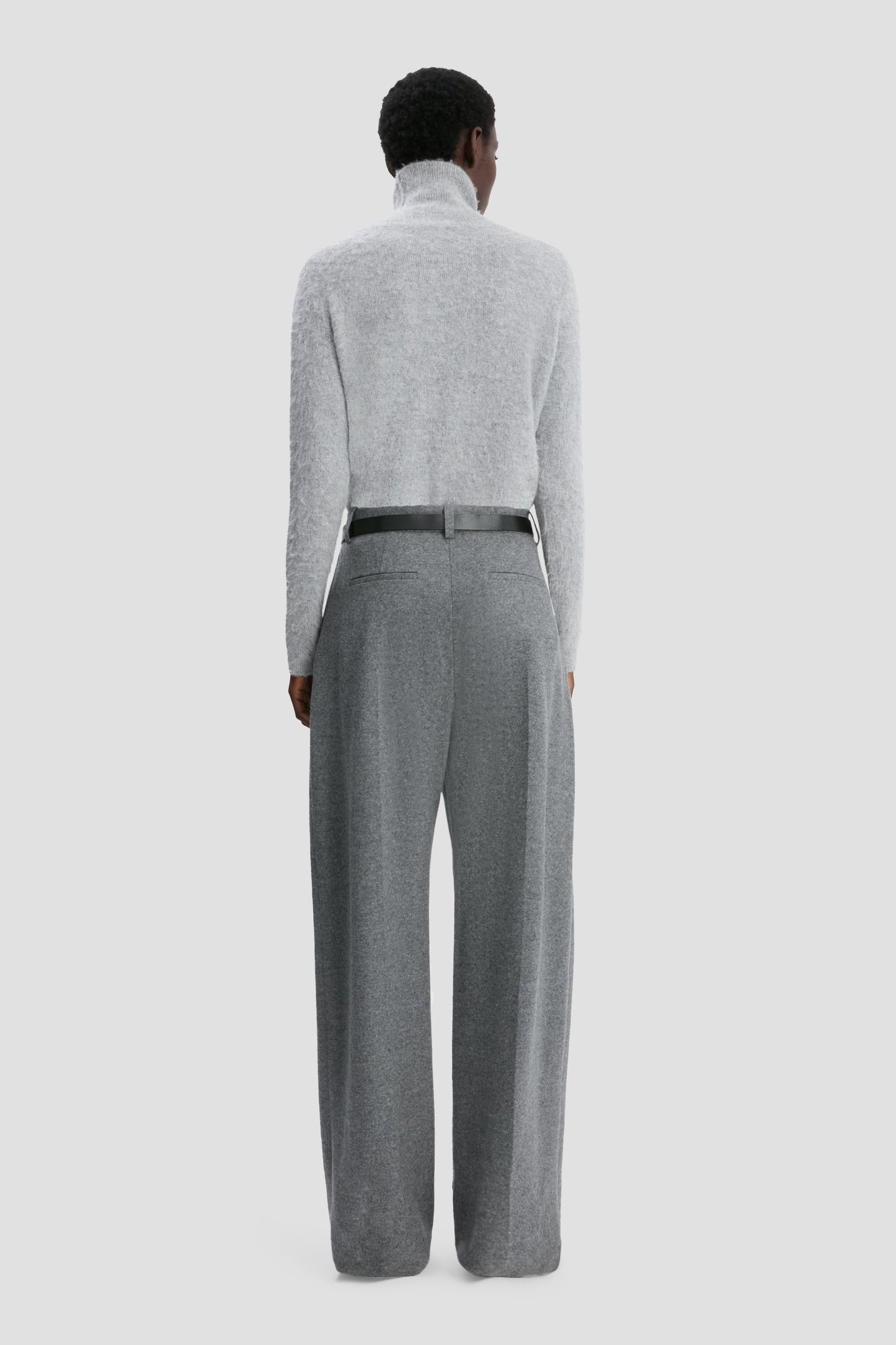 Wide Leg Trouser In Grey Melange