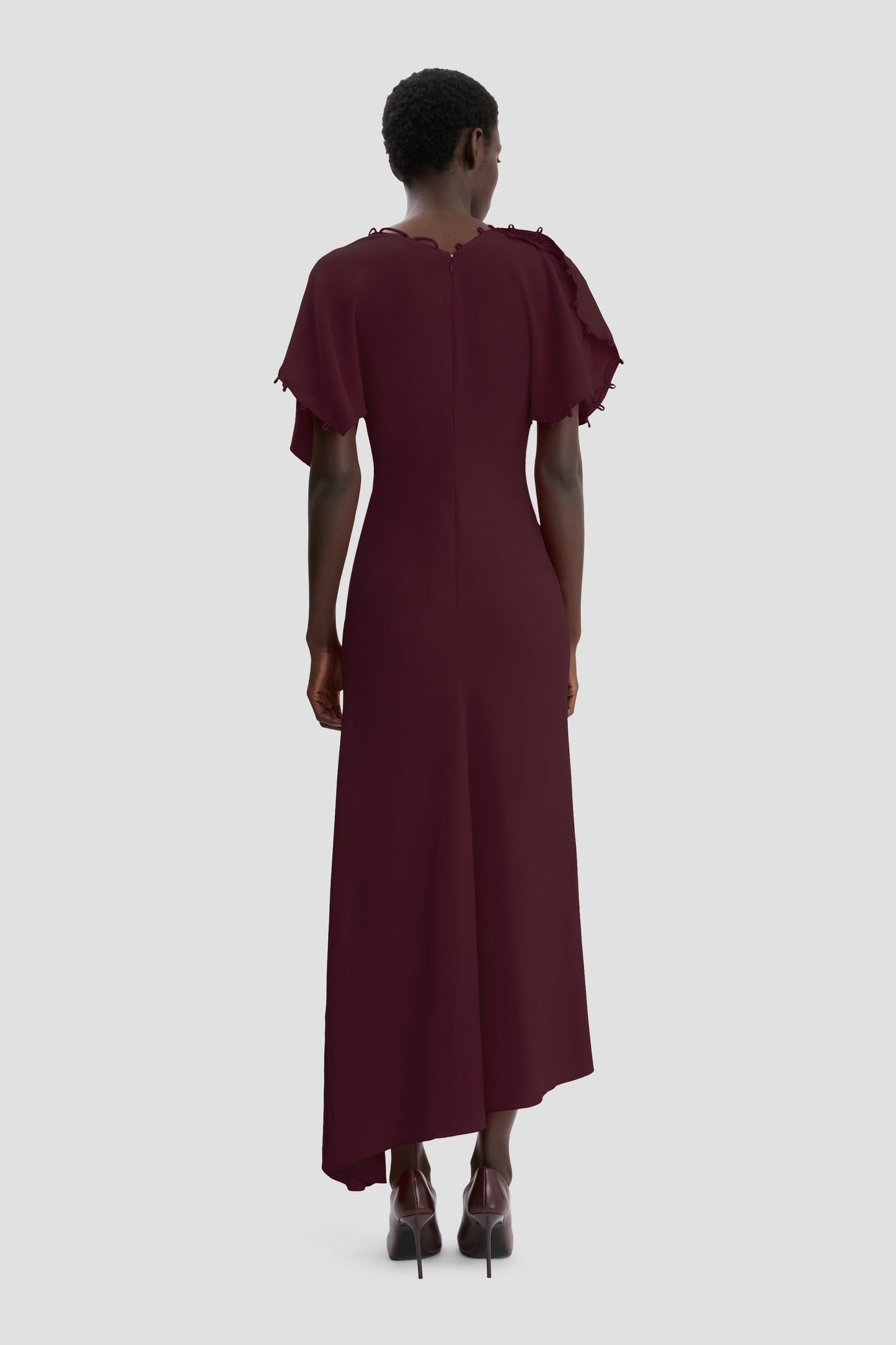 Rouleaux Detail Midi Dress In Merlot