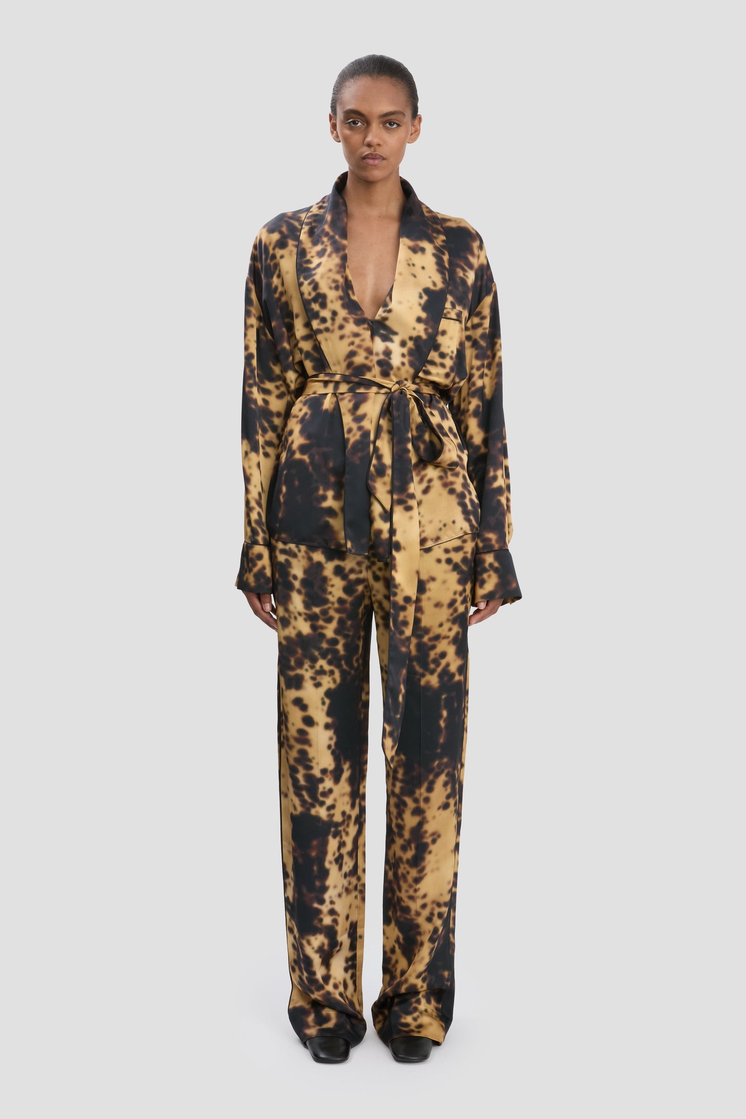 Pantalon de pyjama imprimé brun olive