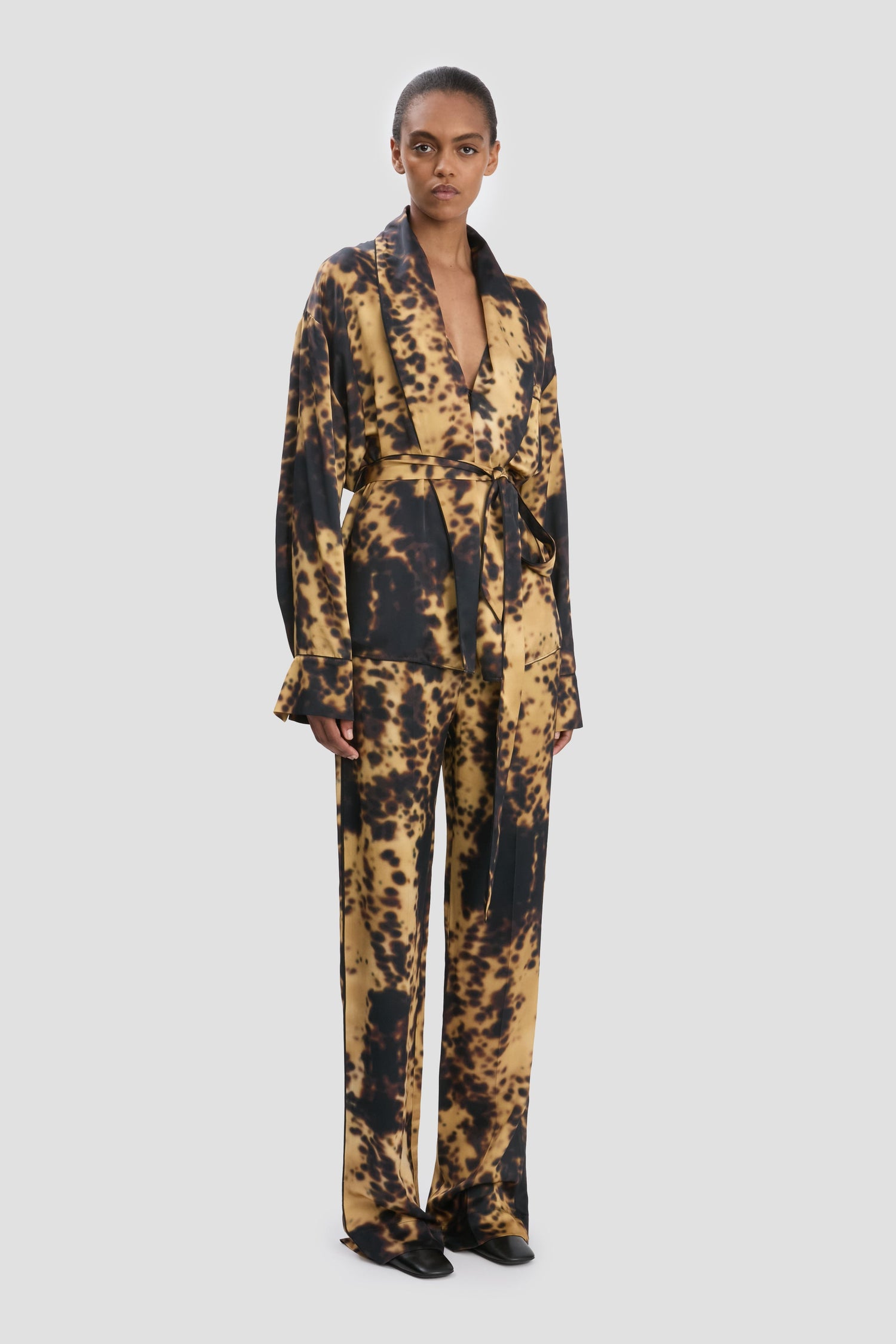 Pantalon de pyjama imprimé brun olive