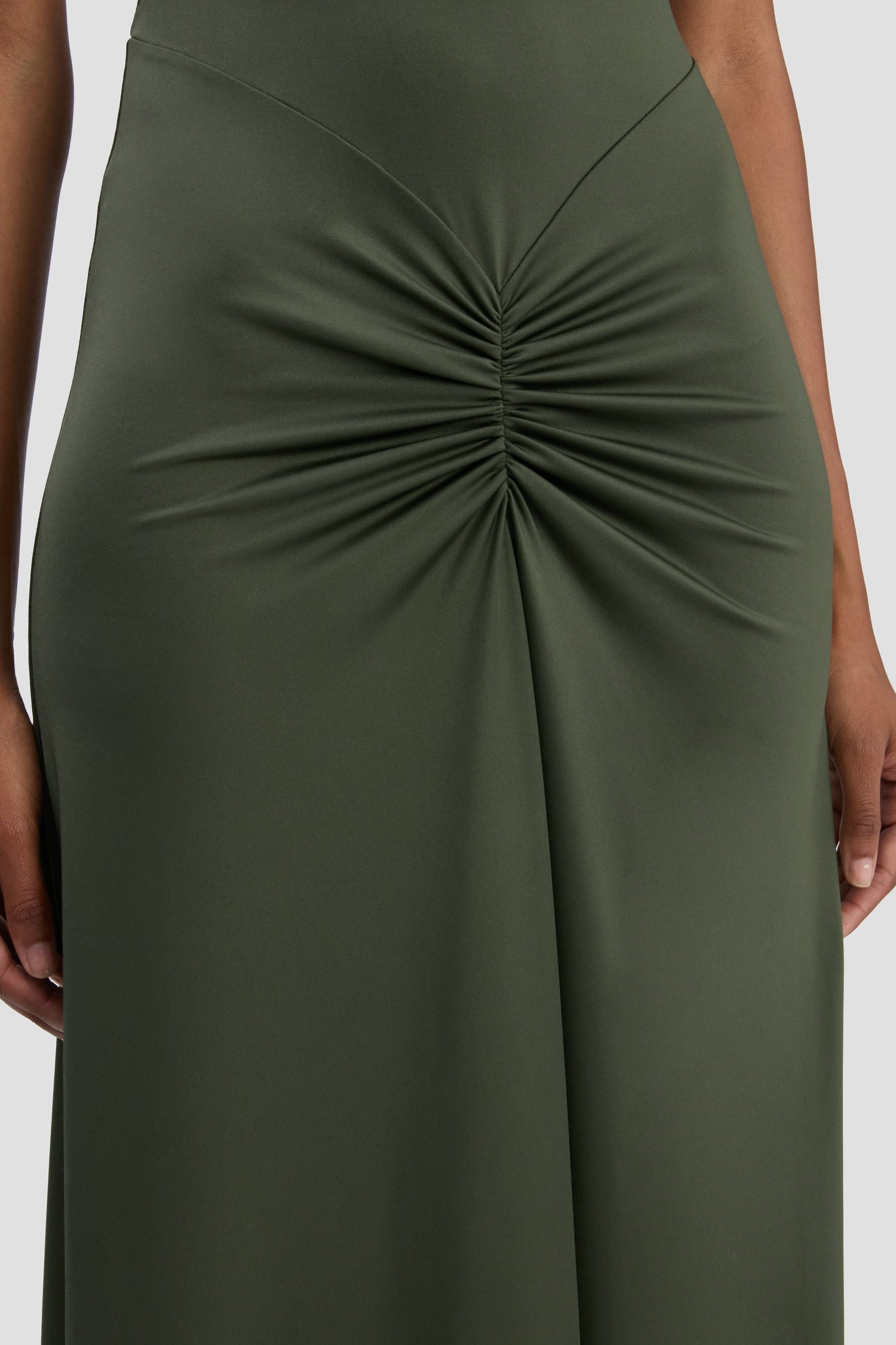 Gathered Waist T-Shirt Midi Dress In Oregano