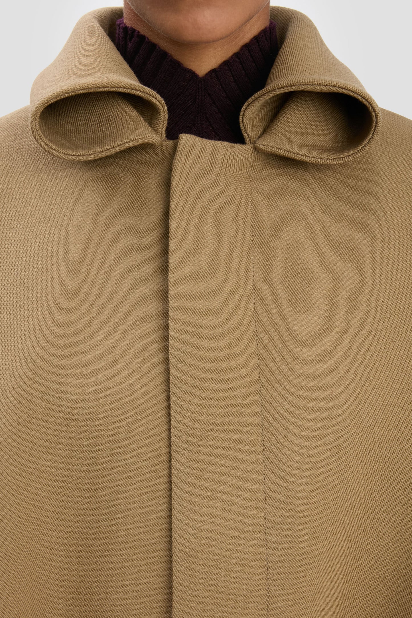 Oversized Roll Neck Bomber Jacket In Dark Camel