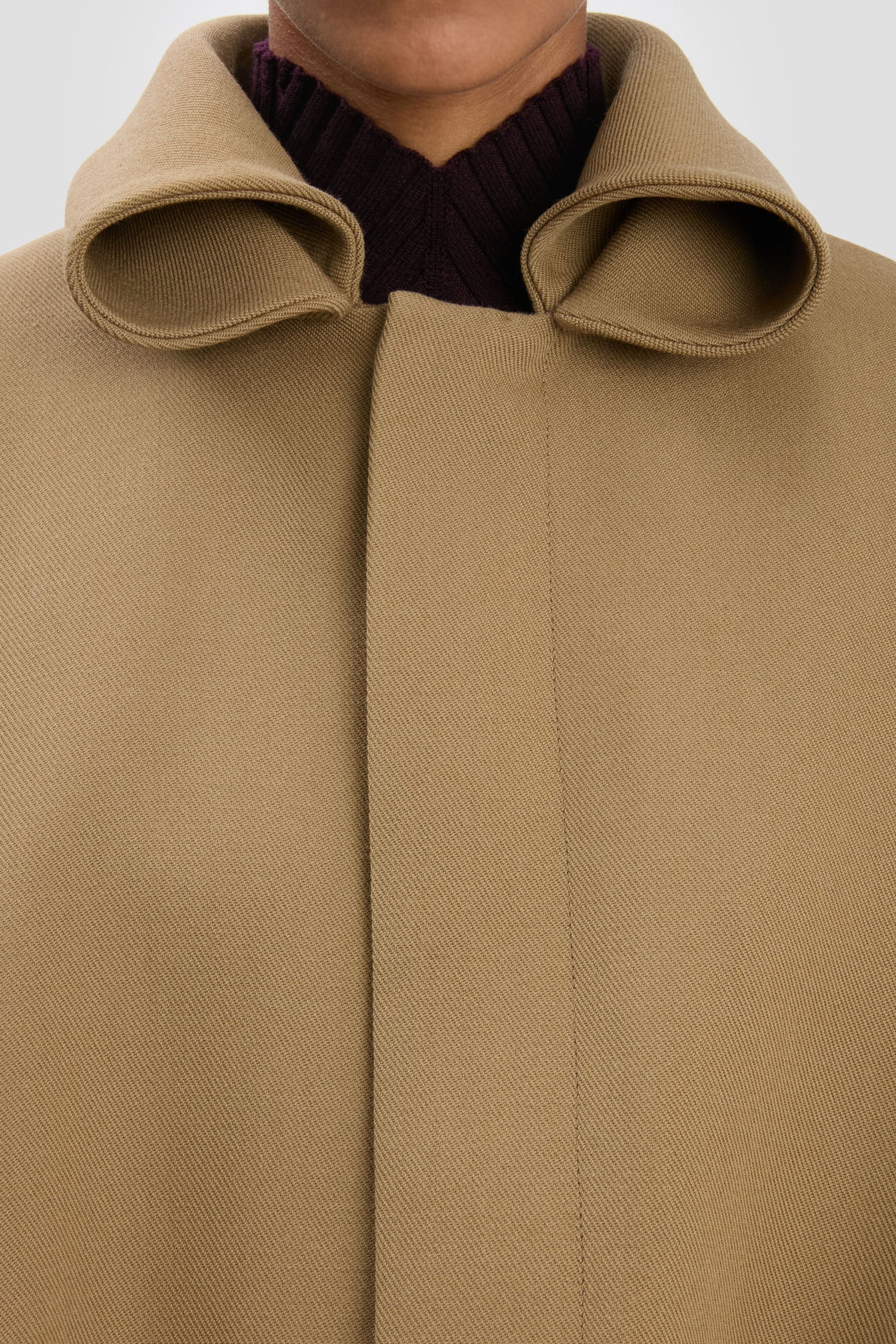 Oversized Roll Neck Bomber Jacket In Dark Camel