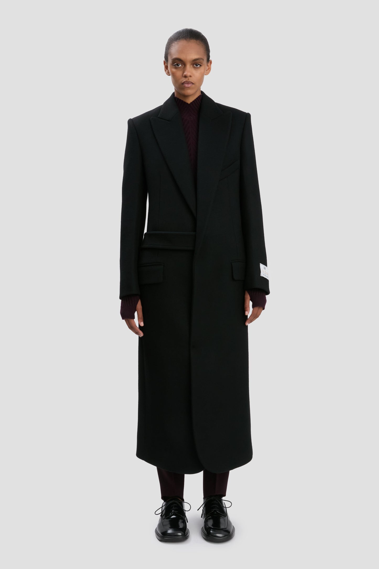 Double-Belted Coat In Black