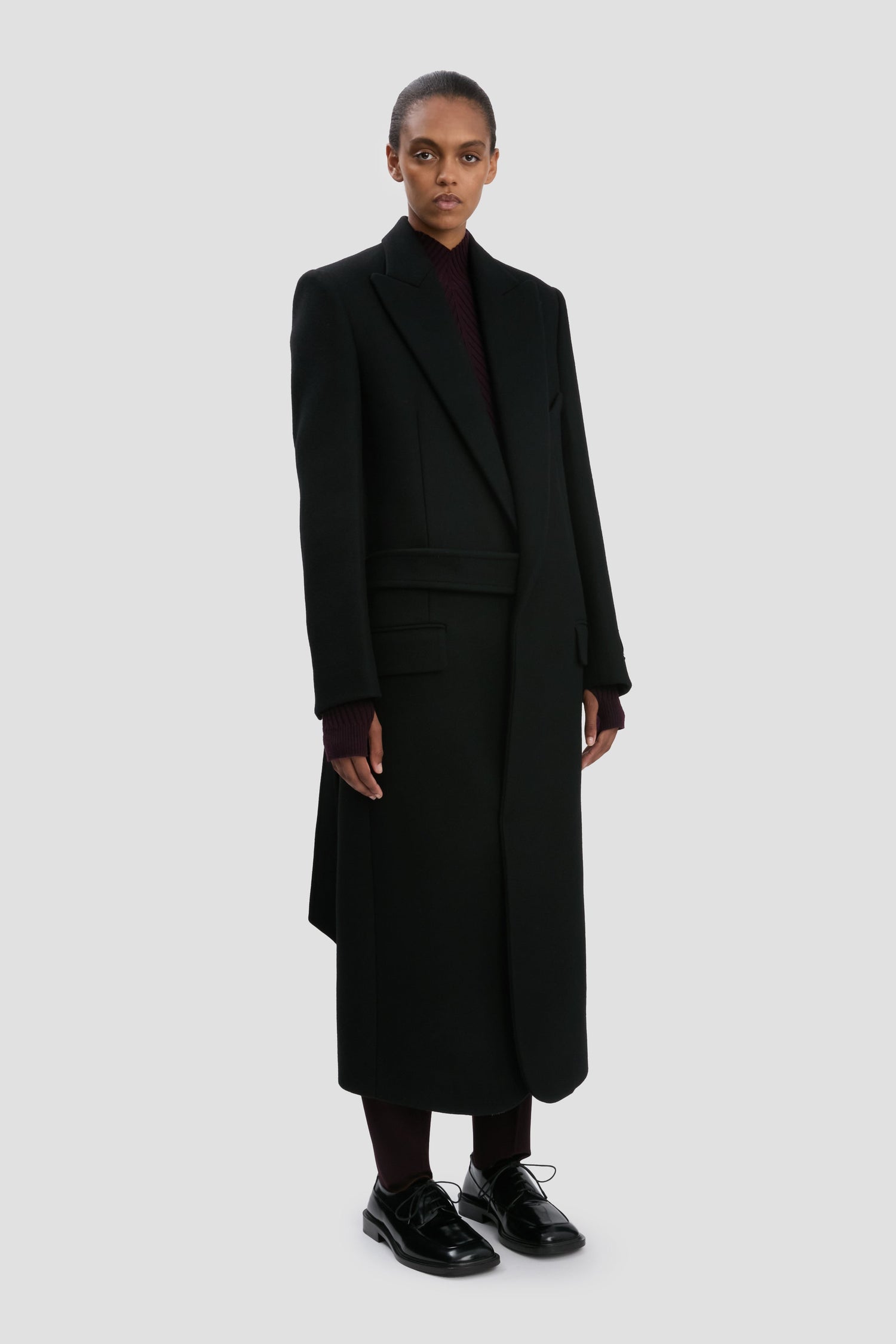 Manteau À Double Ceinture En Noir