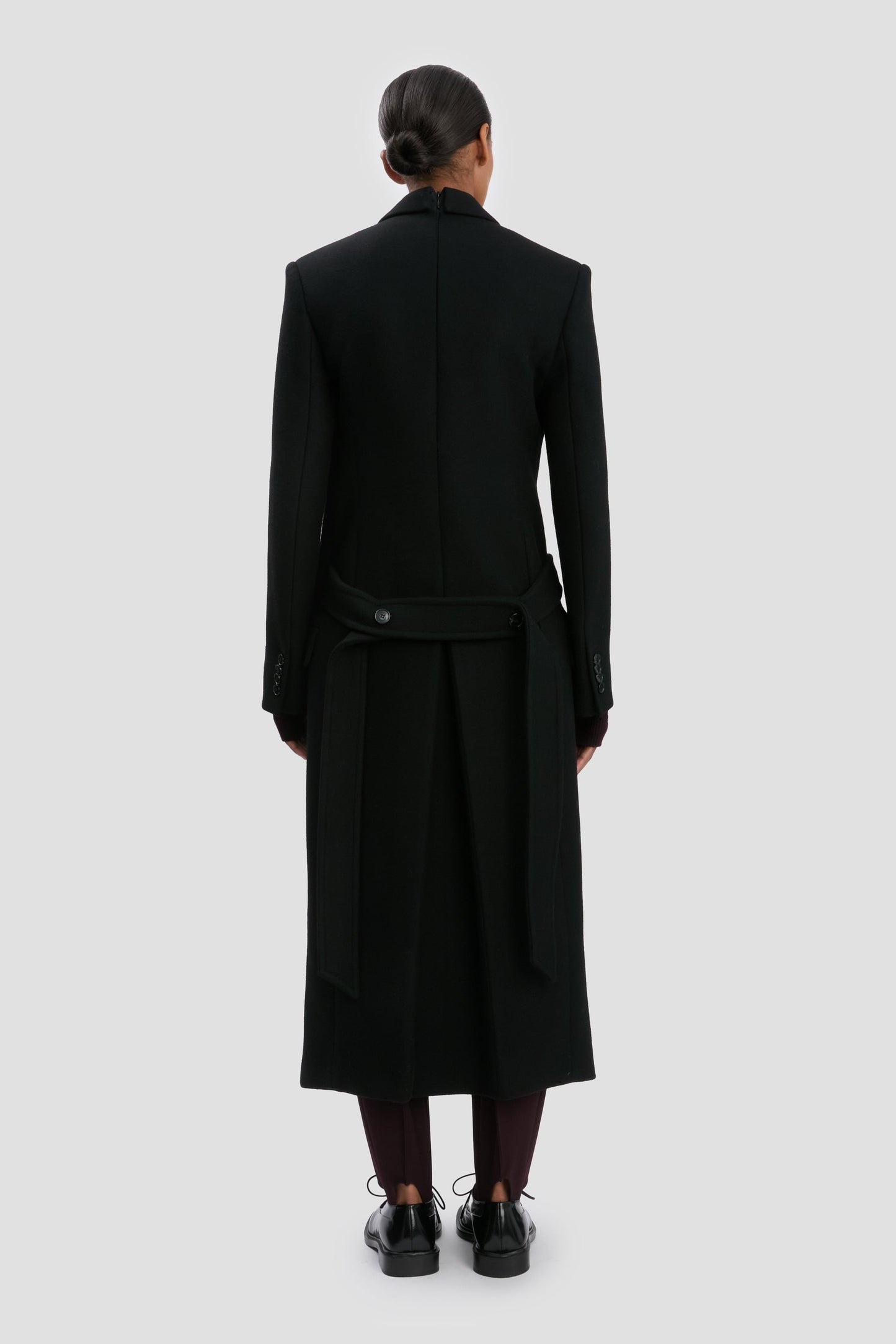 Double-Belted Coat In Black
