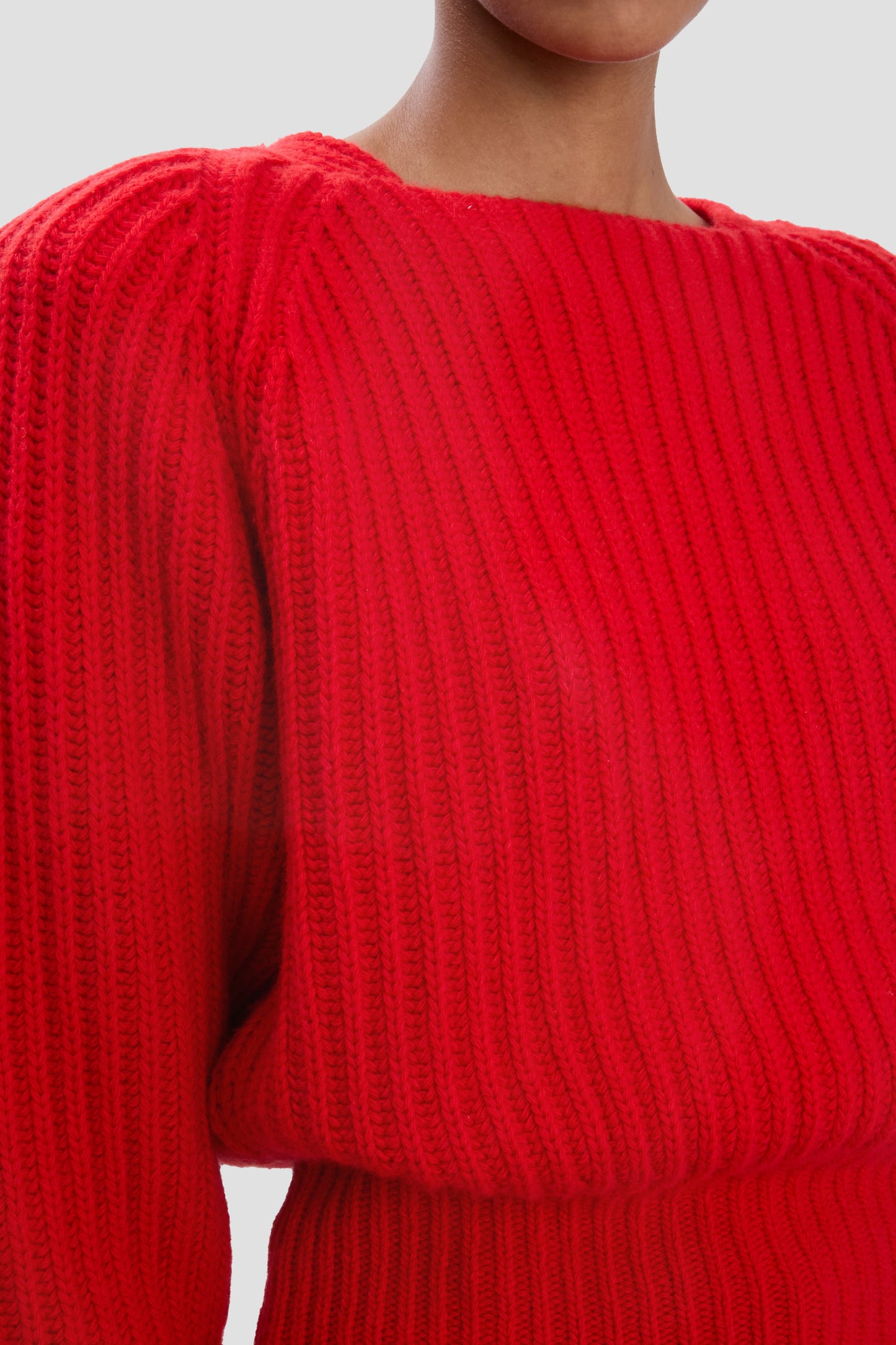 Rib Detail Cropped Jumper In Cayenne