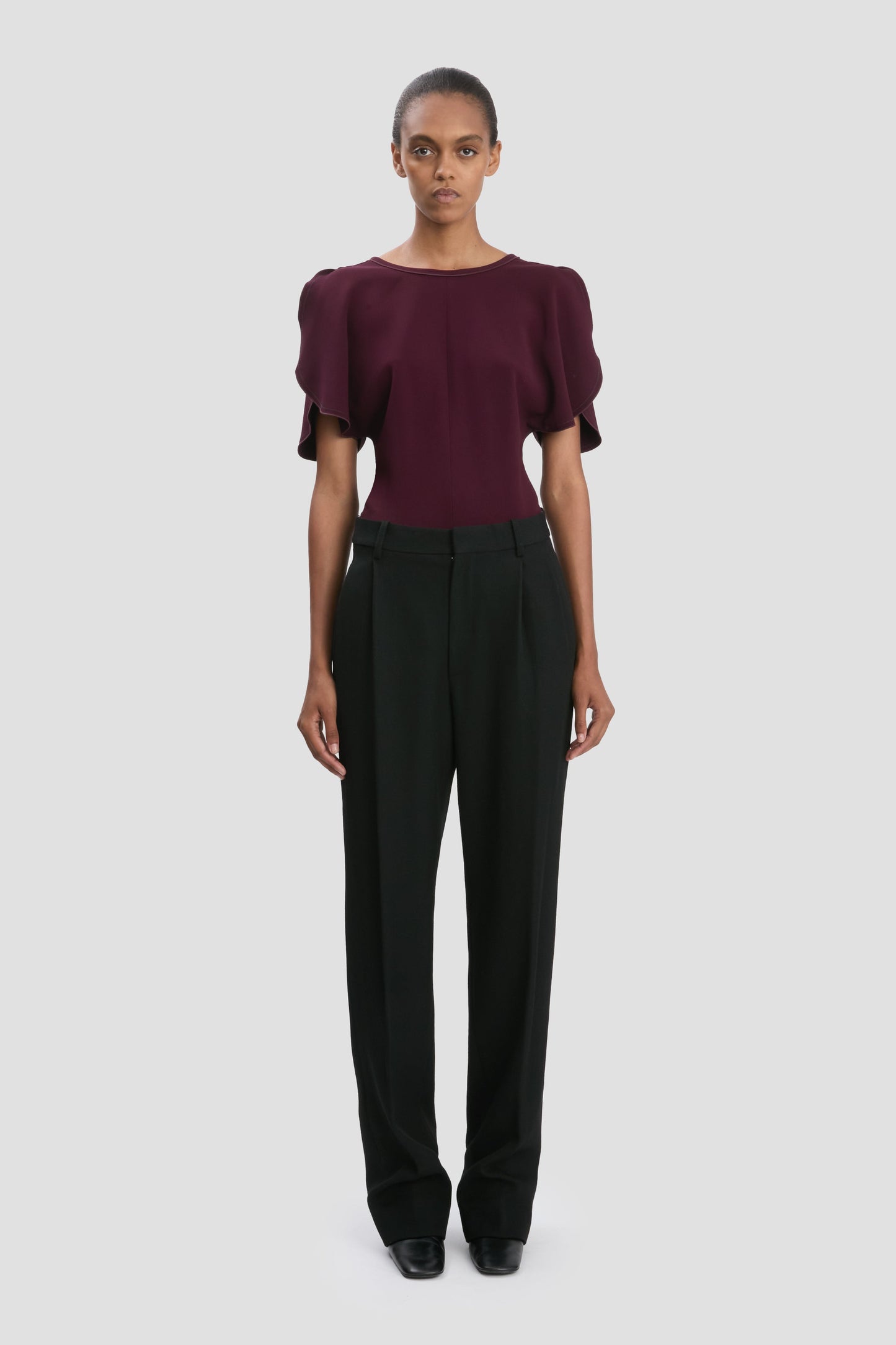 Drop-Waist Straight Leg Trouser In Black
