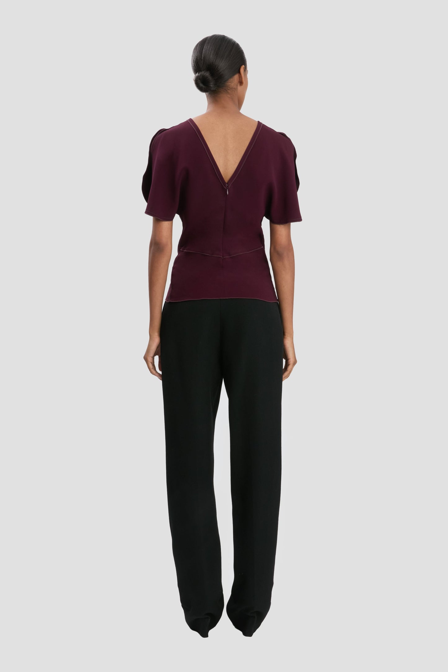Draped Sleeve Top In Merlot