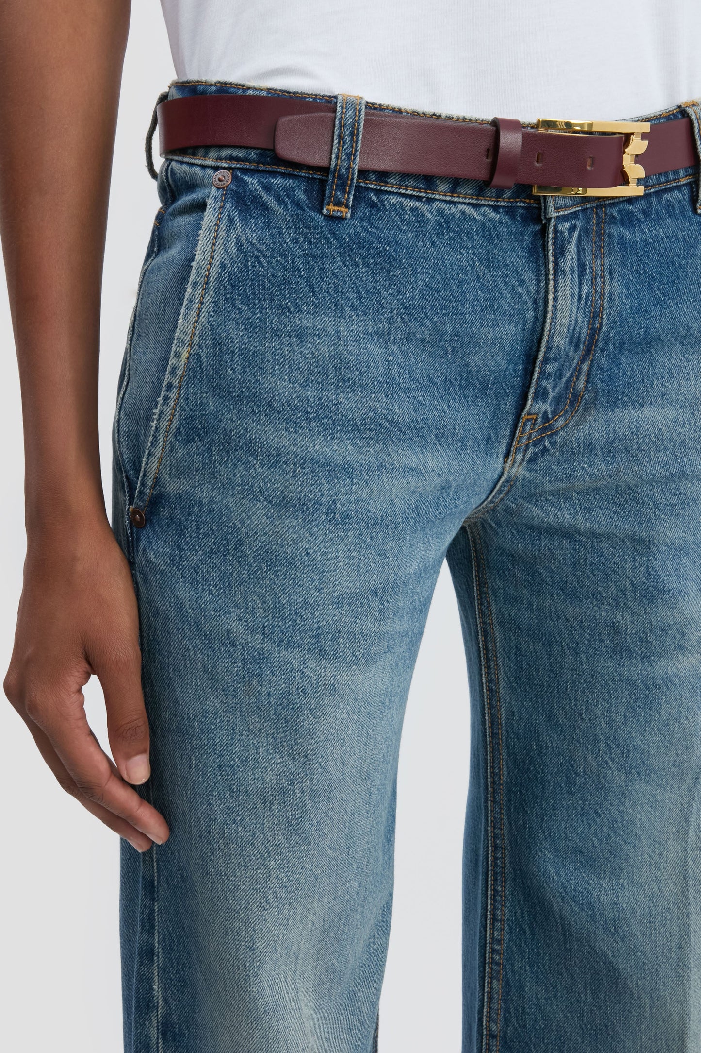 Gigi Low Waist Straight Leg Jean In Classic Blue Wash