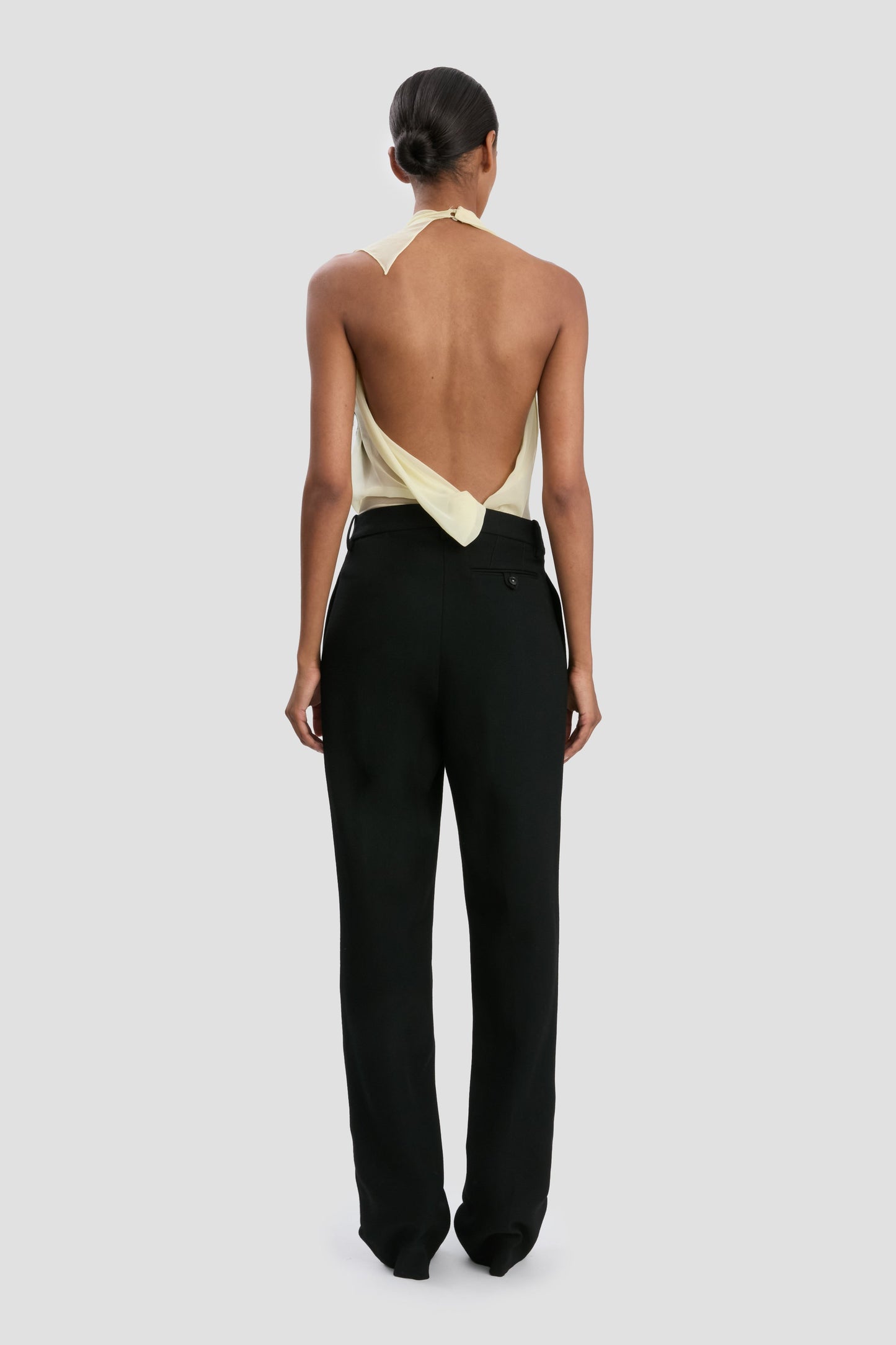 Sleeveless Draped Panel Top In Frosted Yellow