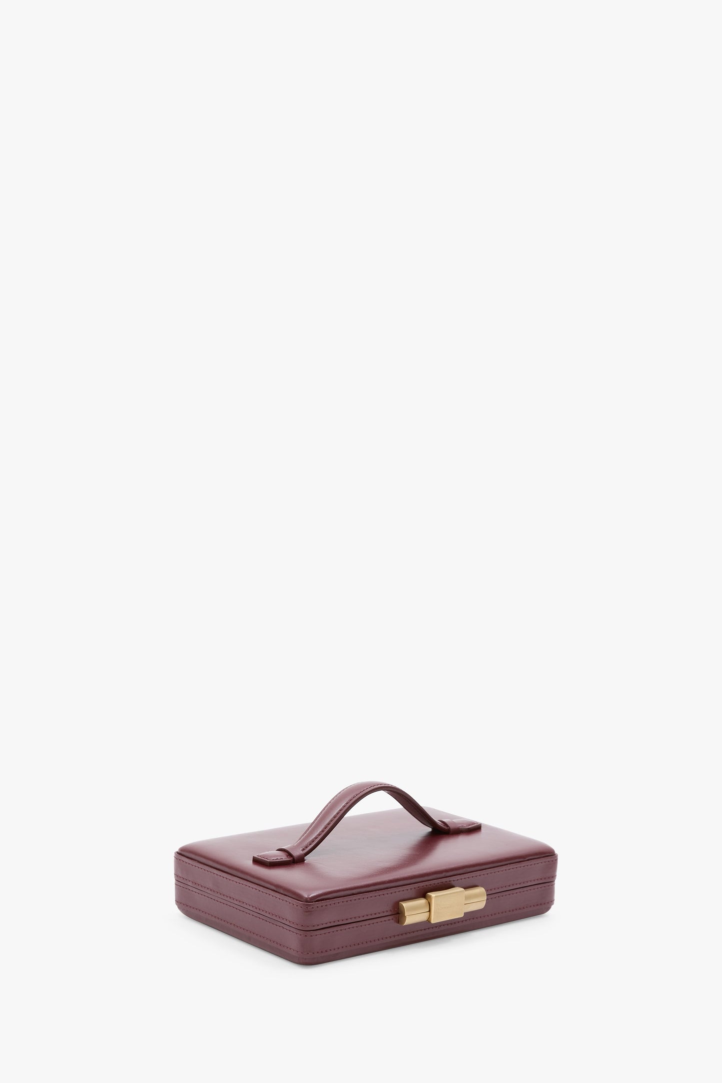 Box Clutch In Burgundy Smooth Leather