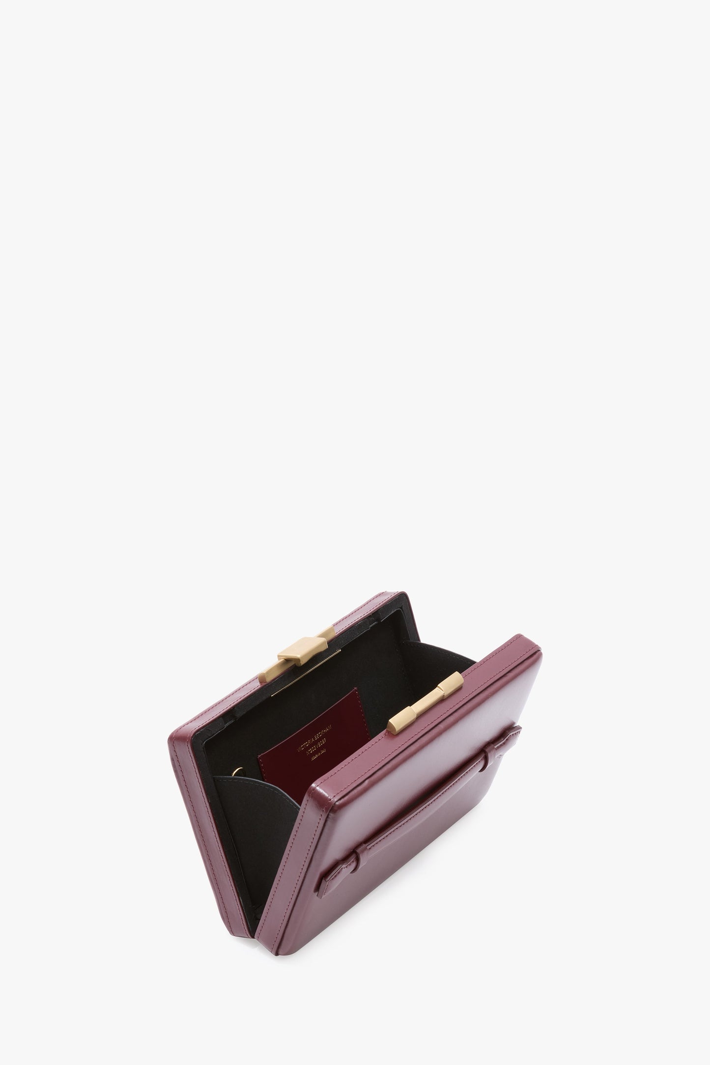 Box Clutch In Burgundy Smooth Leather