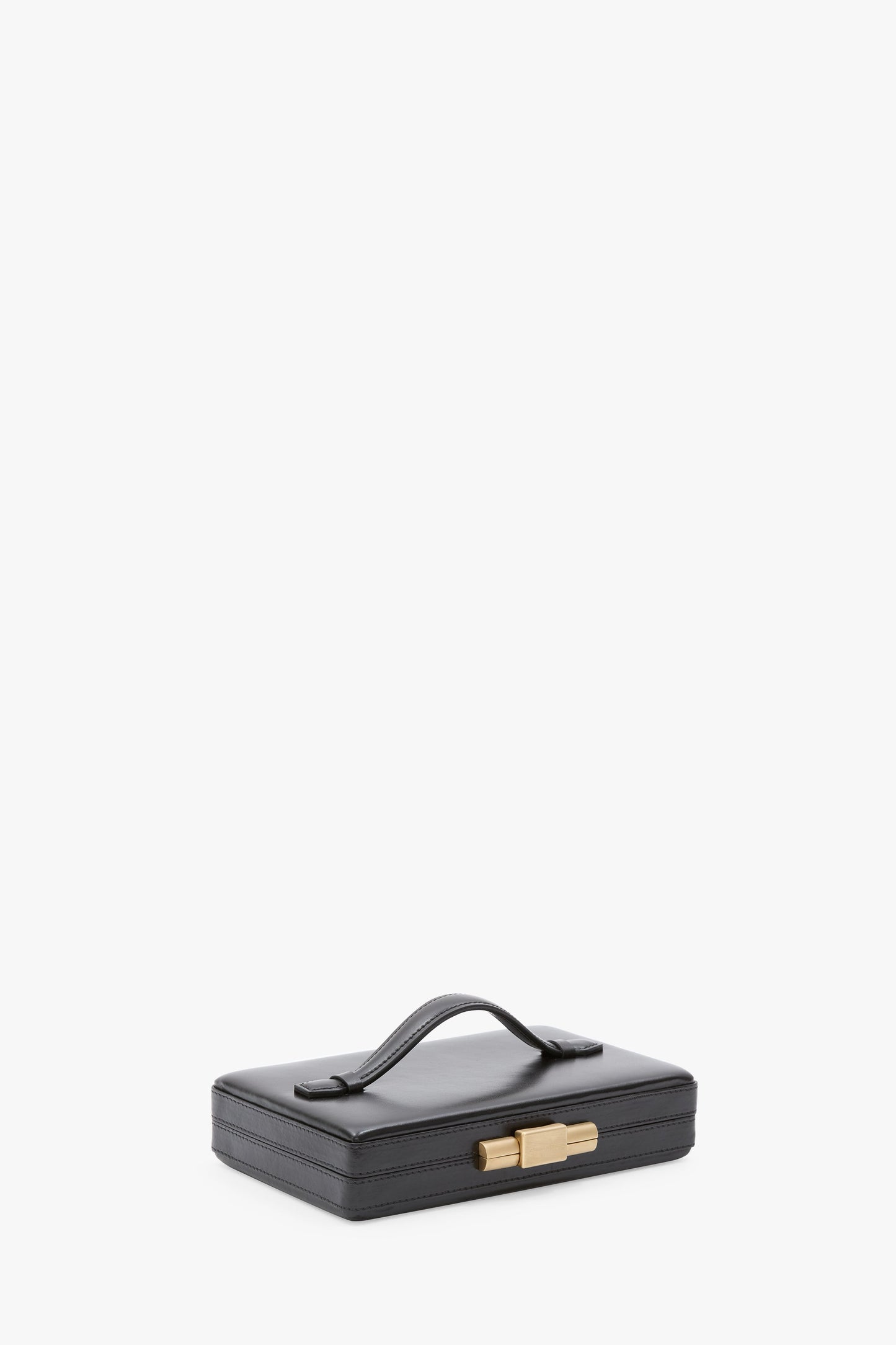 Box Clutch In Black Smooth Leather