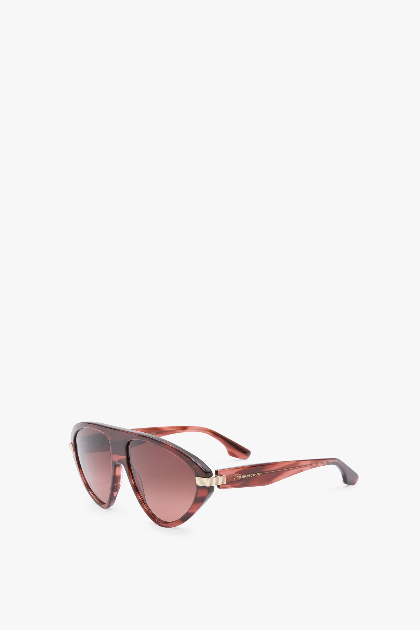 Visor Hinge-Detail Sunglasses in Striped Wine