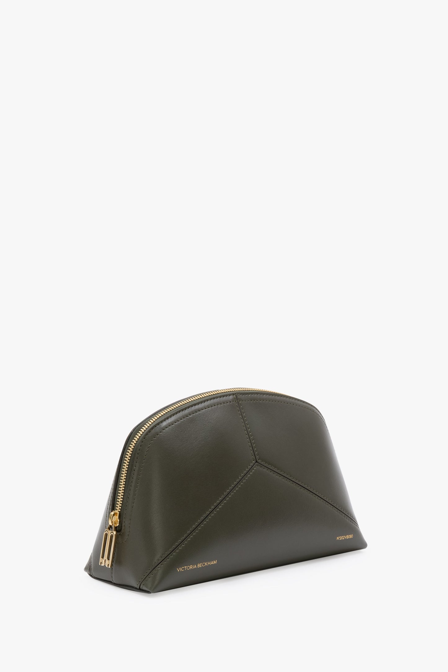 Victoria Large Travel Pouch In Dark Olive Smooth Leather