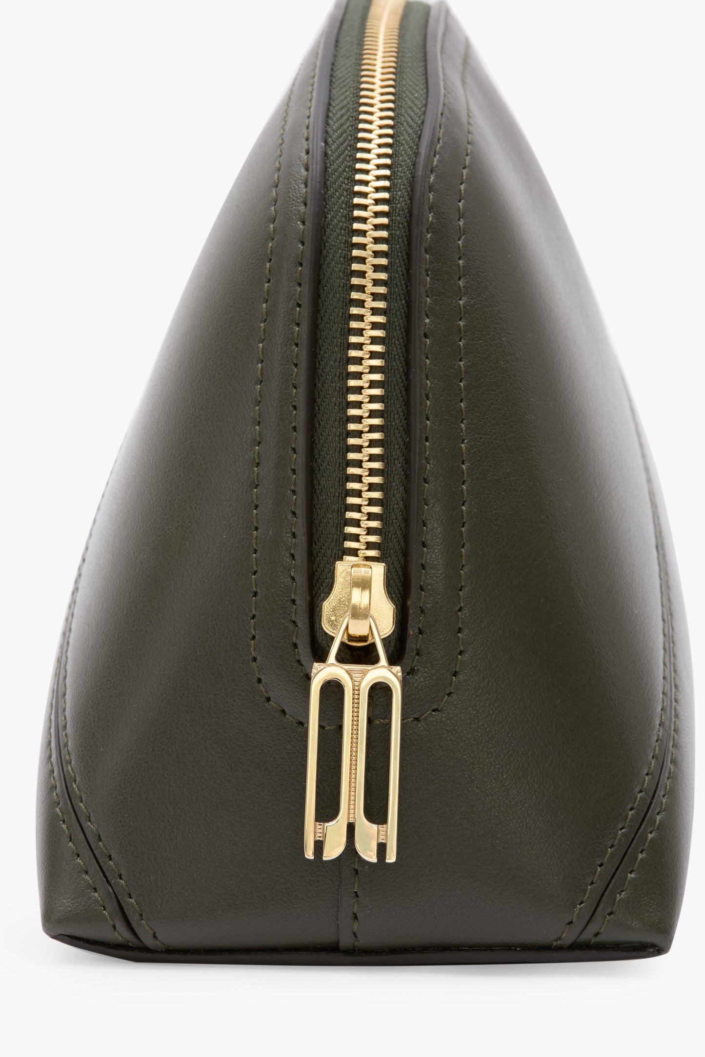 Victoria Large Travel Pouch In Dark Olive Smooth Leather