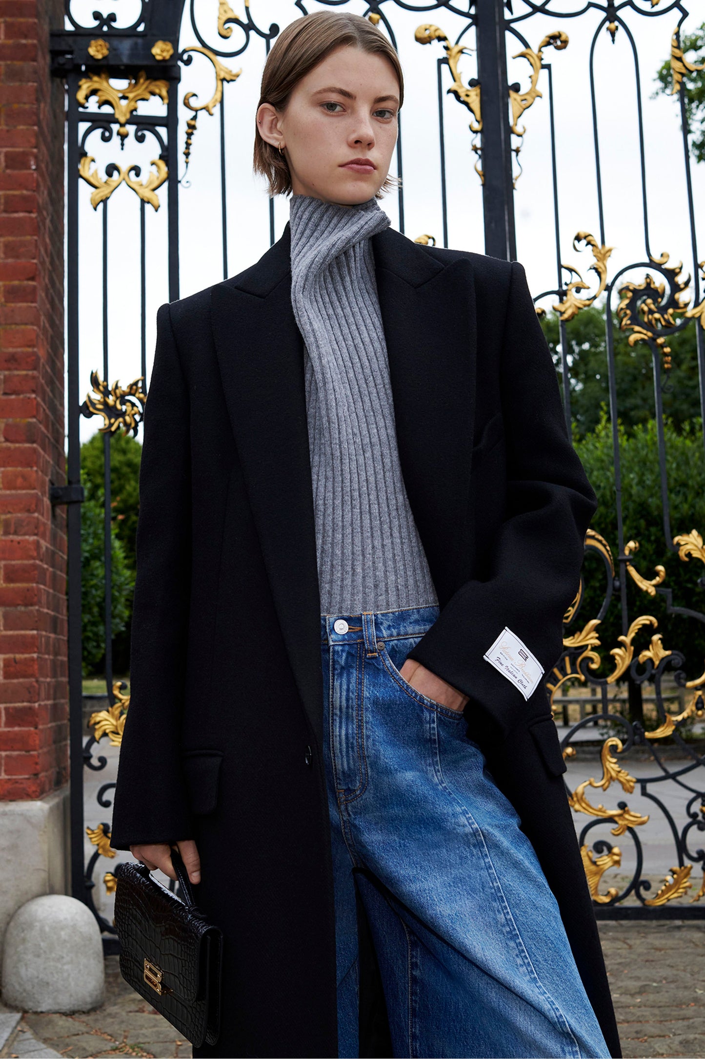 Double-Belted Coat In Black