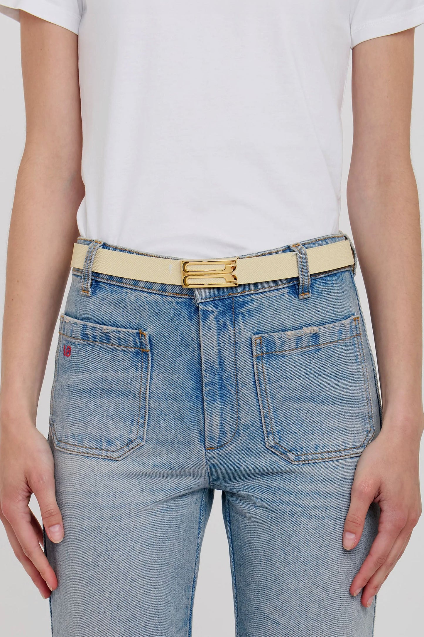 Dorian Belt In Ivory Grained Leather