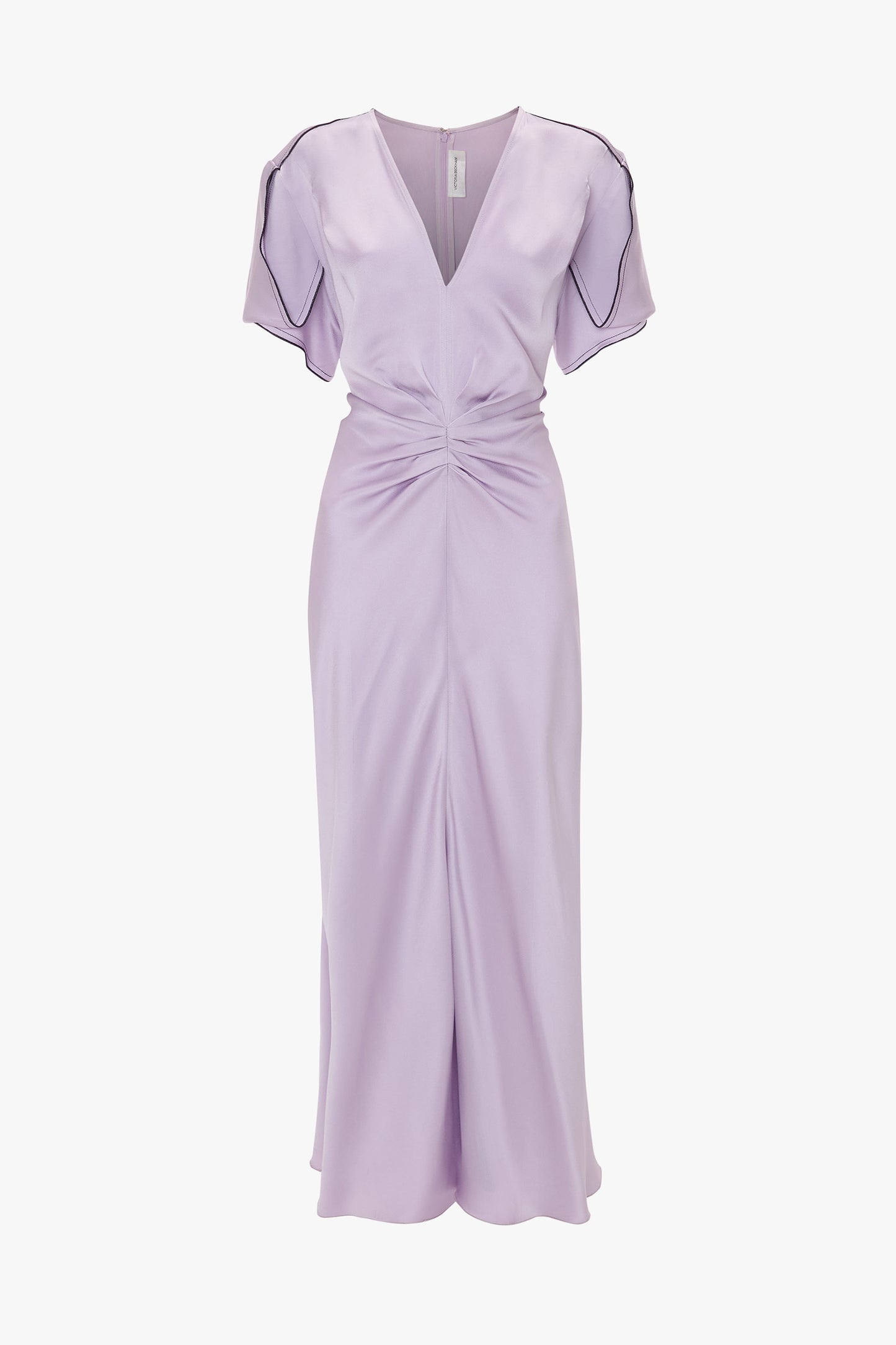 Gathered V-Neck Midi Dress In Petunia