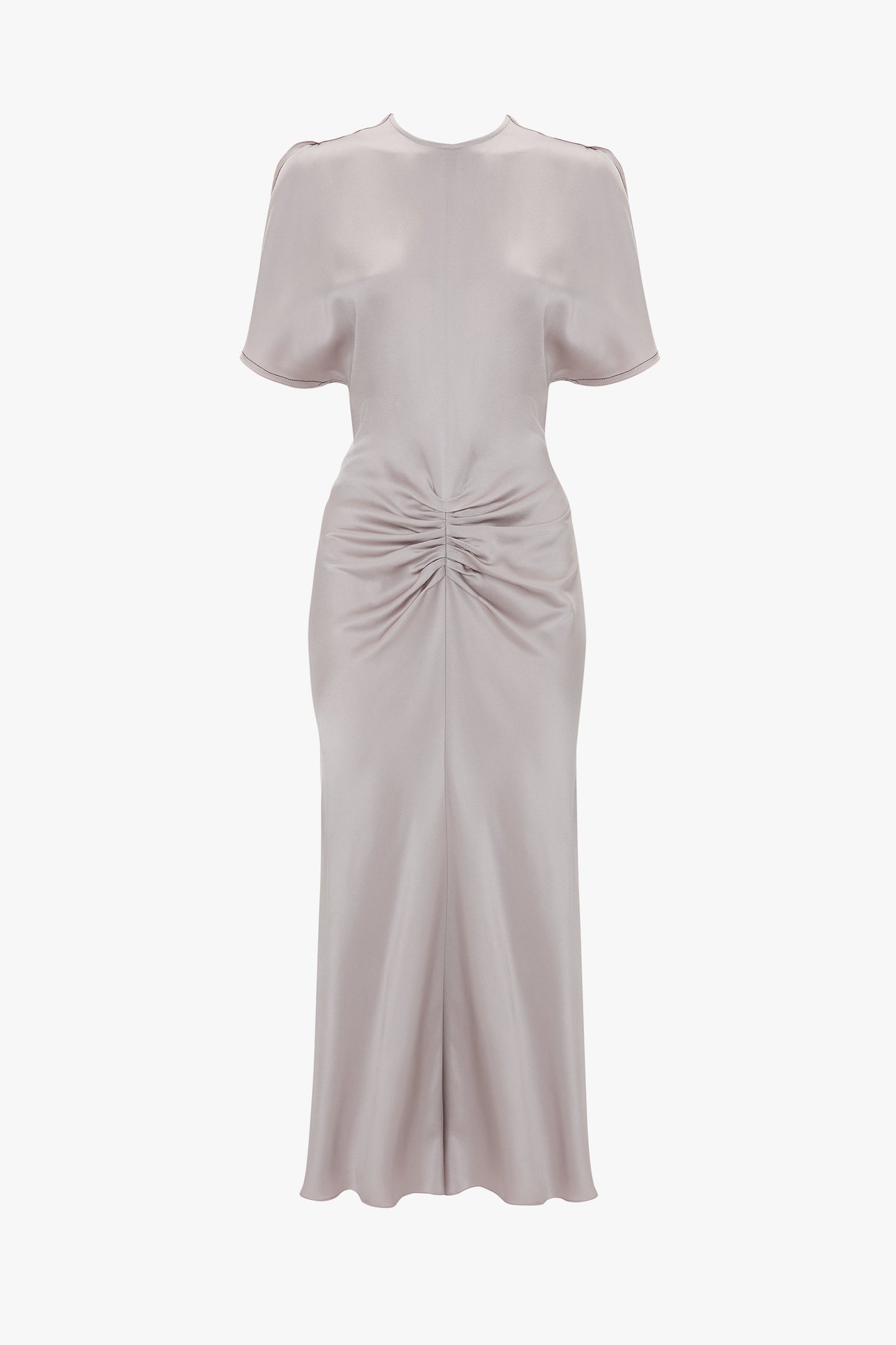 Gathered Waist Midi Dress In Heather