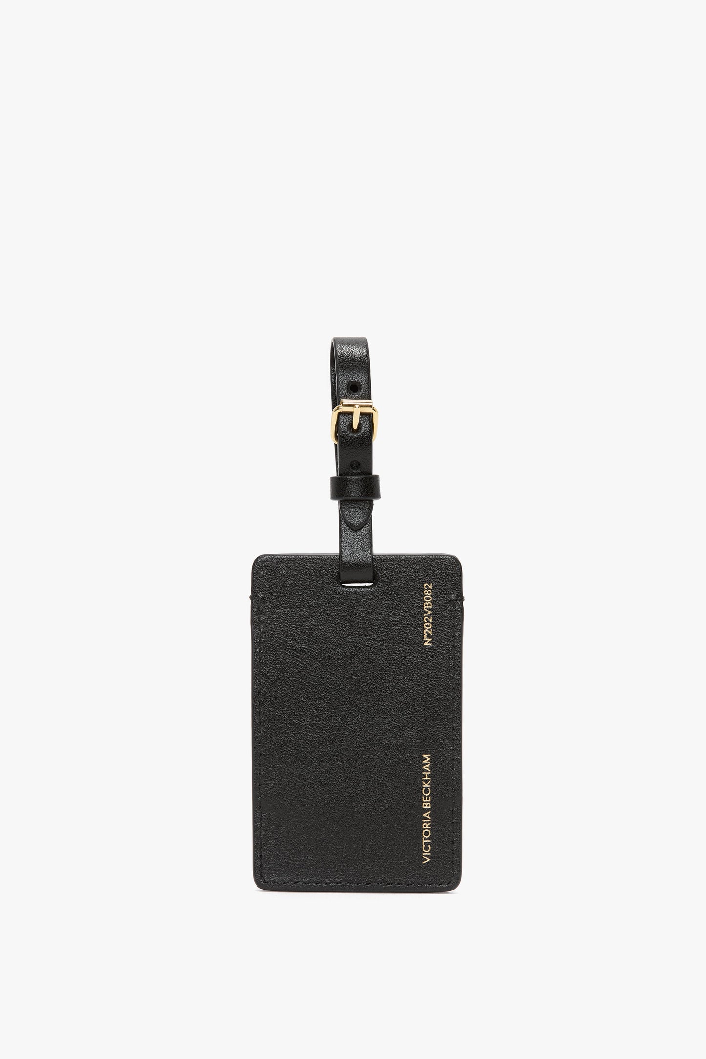 Luggage Tag In Black Smooth Leather