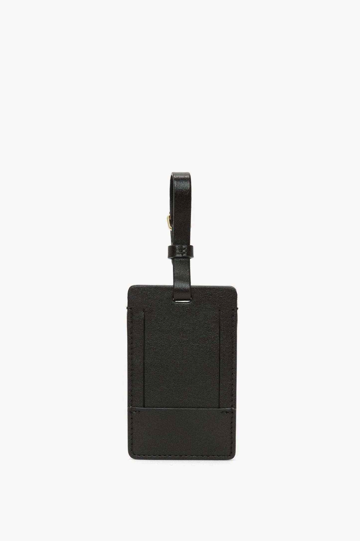 Luggage Tag In Black Smooth Leather