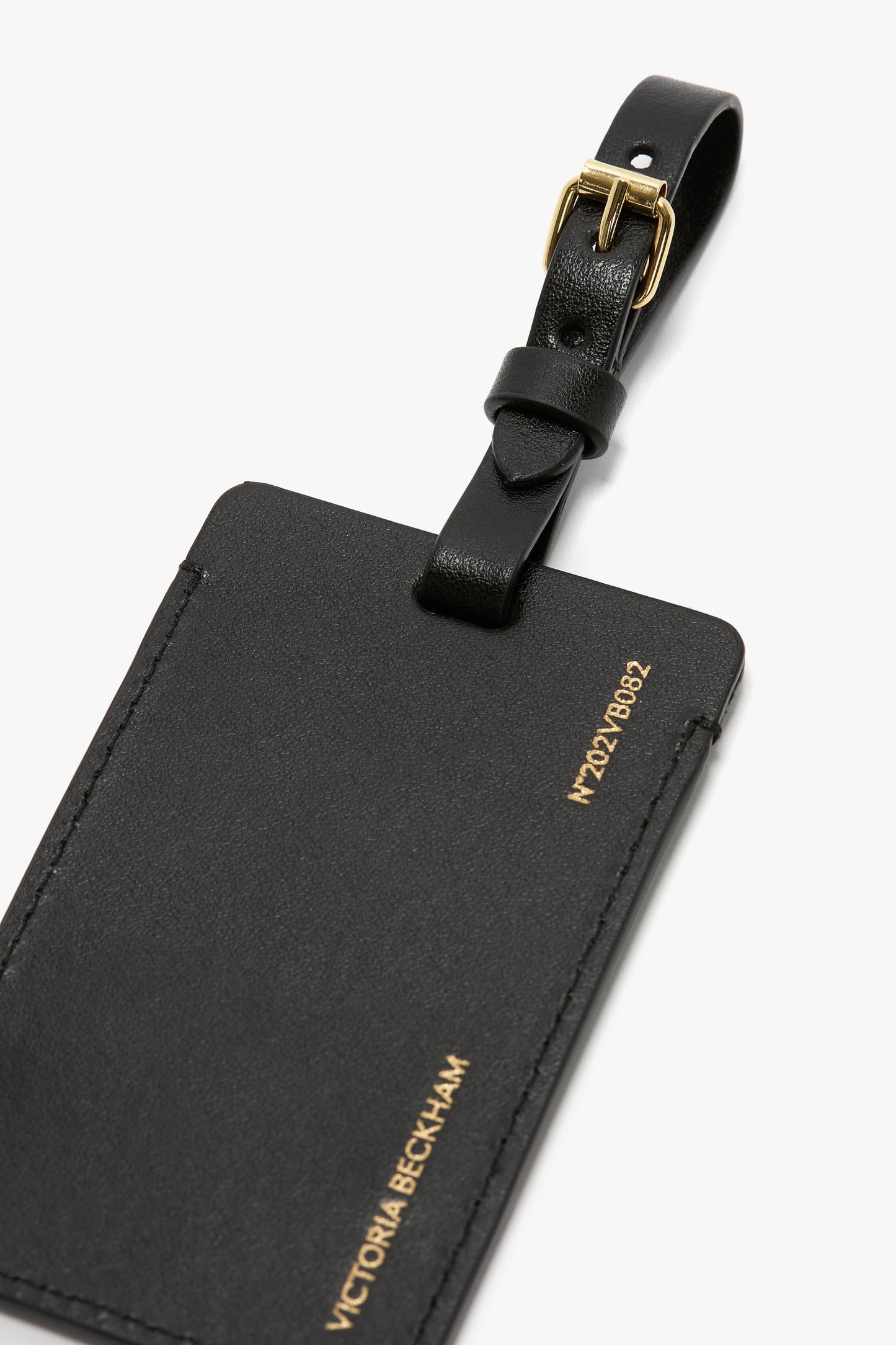 Luggage Tag In Black Smooth Leather