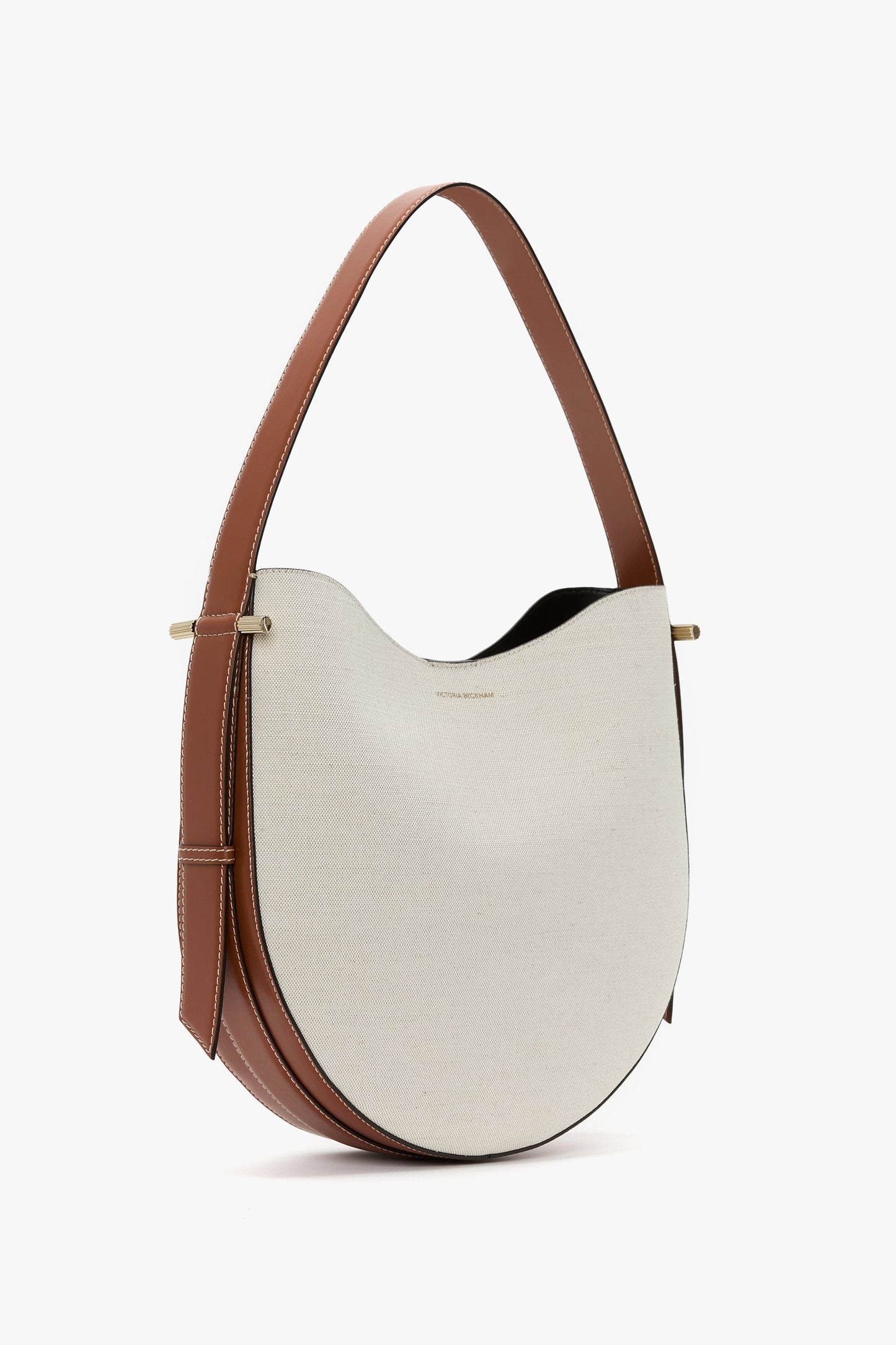 Dia Hobo Bag In Ivory Canvas With Tan Leather