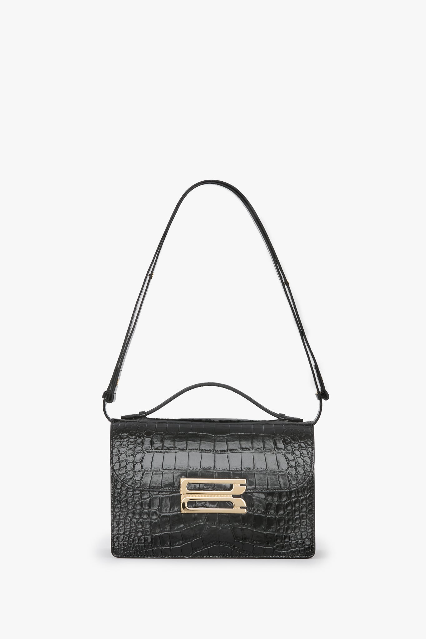 Dorian Bag In Black Croc Embossed Leather