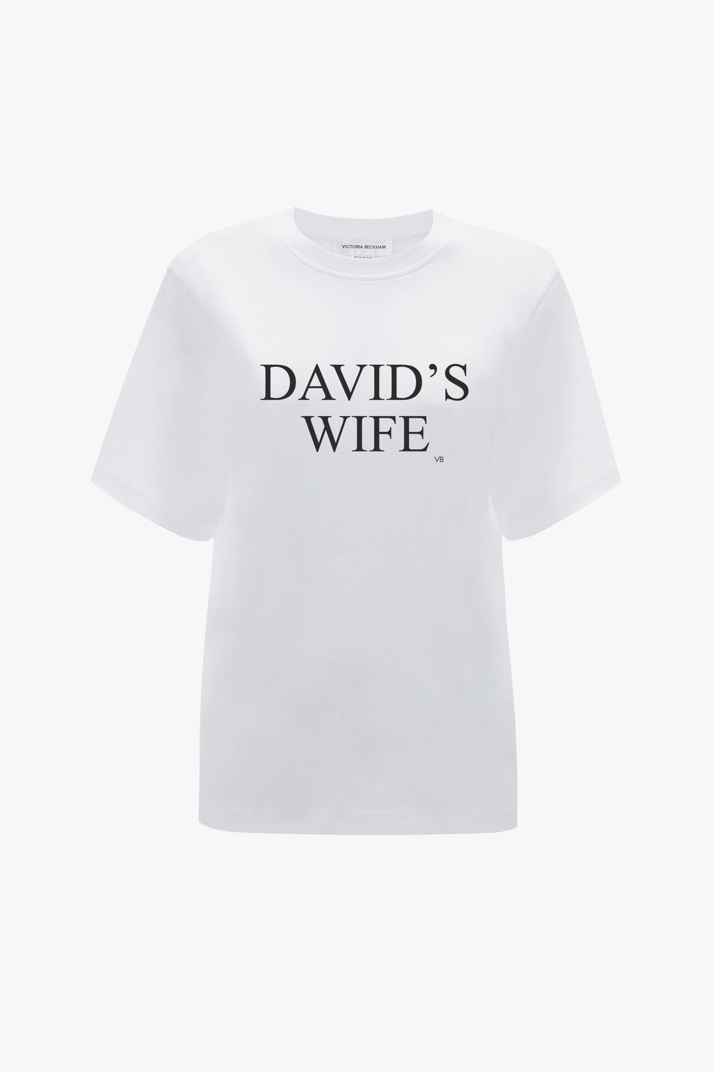 White 'David's Wife' Slogan T-Shirt In White by Victoria Beckham