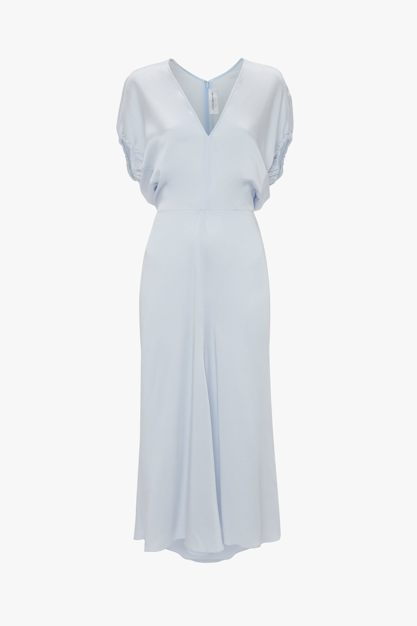 Blouson Detail Midi Dress In Ice