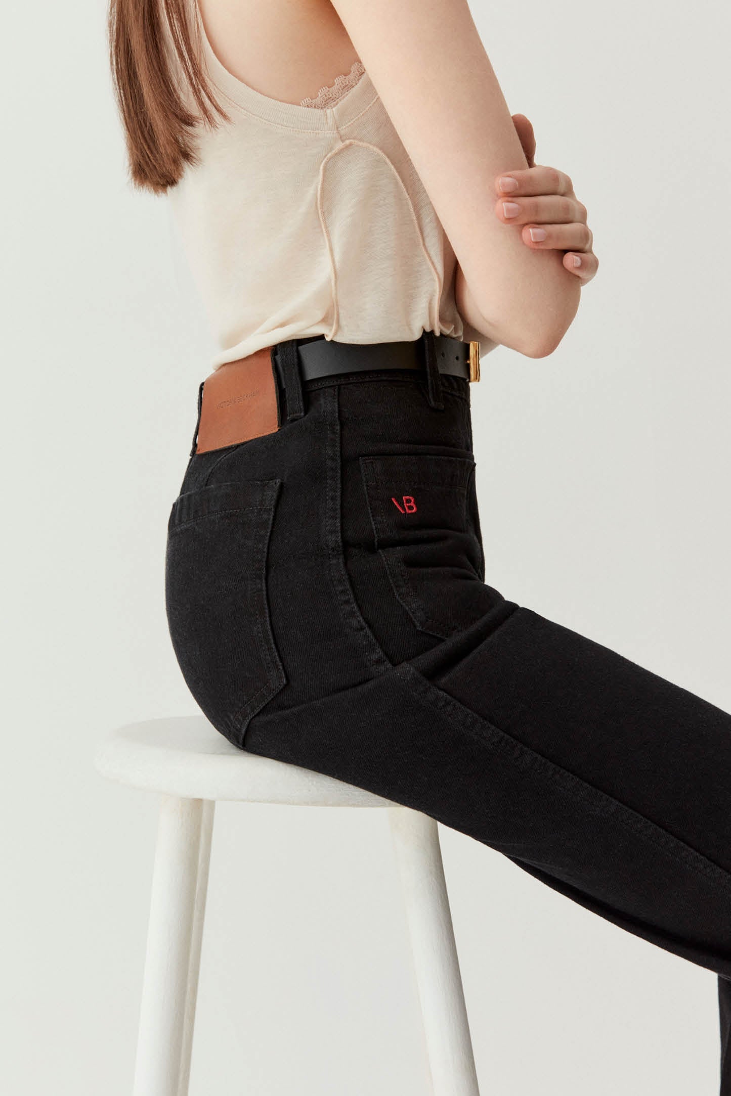Alina High Waisted Long Stretch Jean In Washed Black