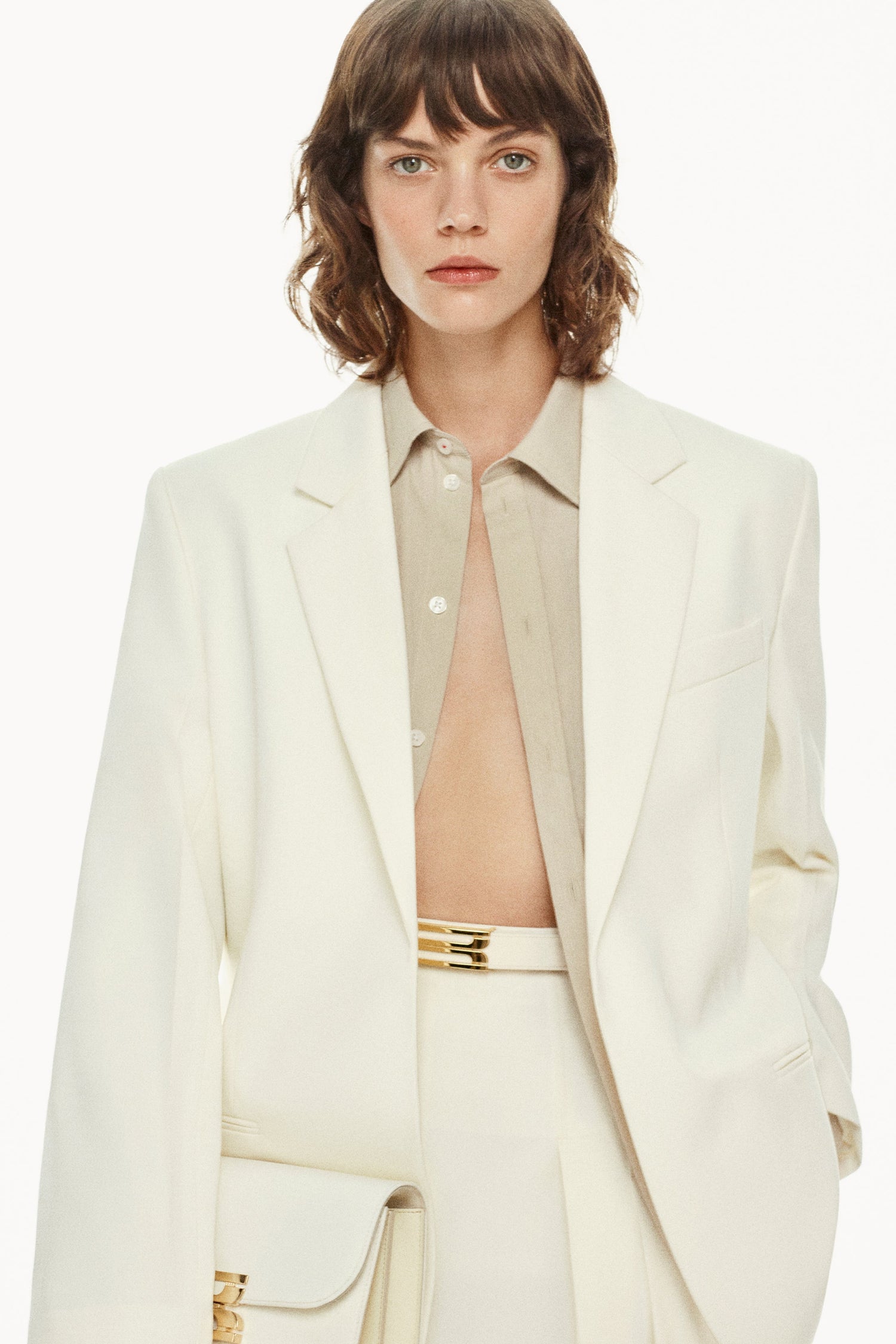 Veste de Tailleur Classique en Ivoire